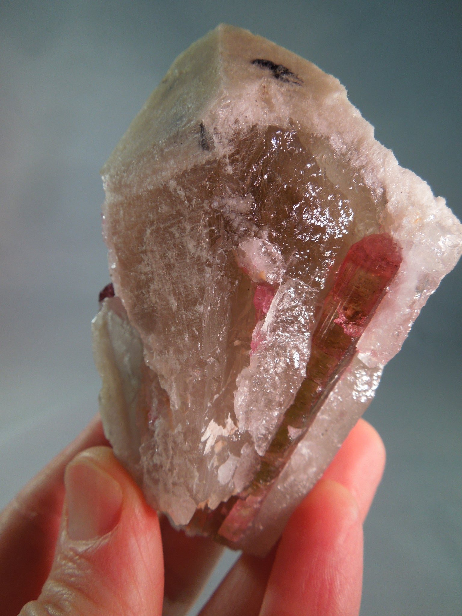 Quartz w/ Pink & Green Tourmaline