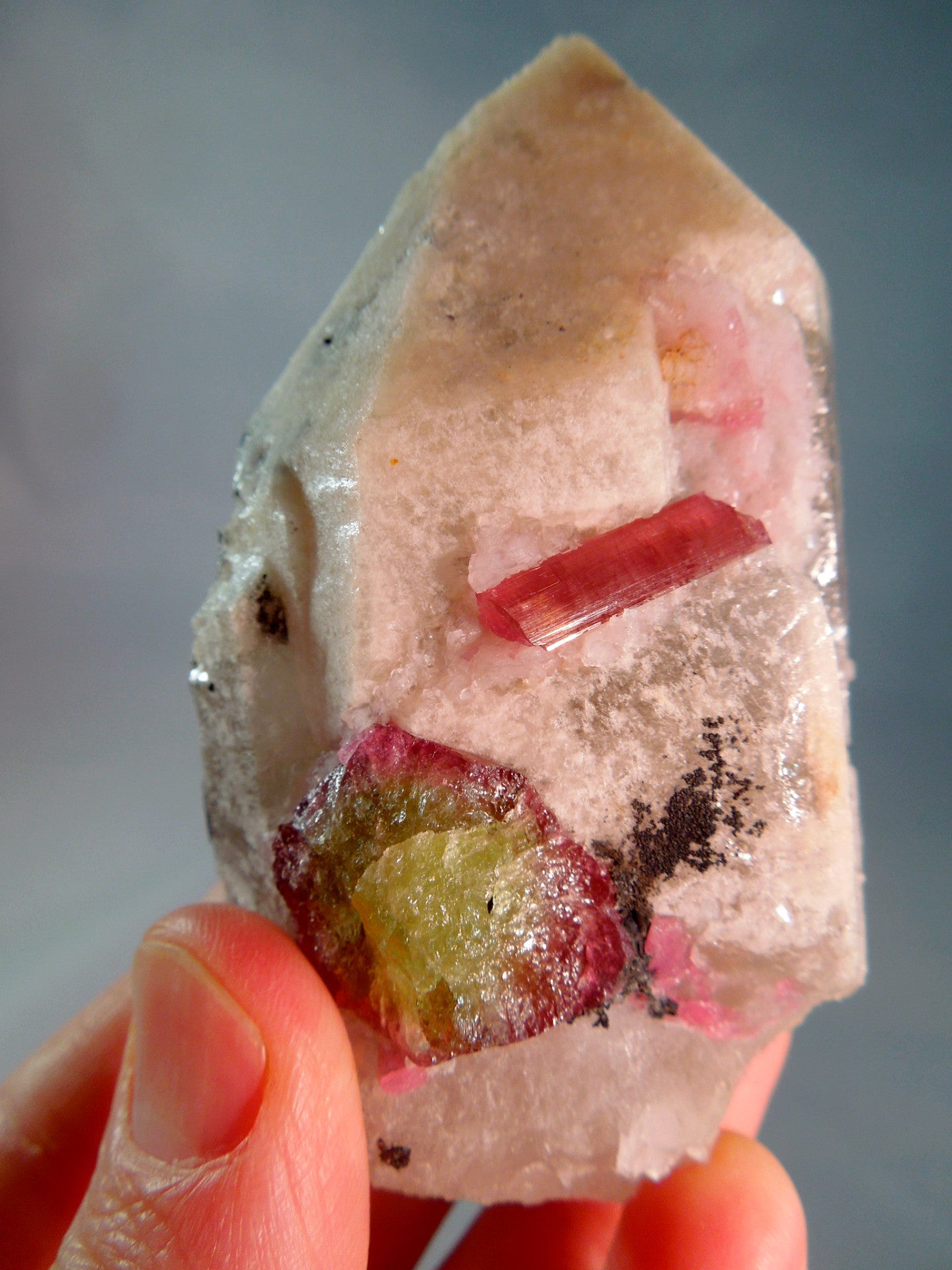 Quartz w/ Pink & Green Tourmaline