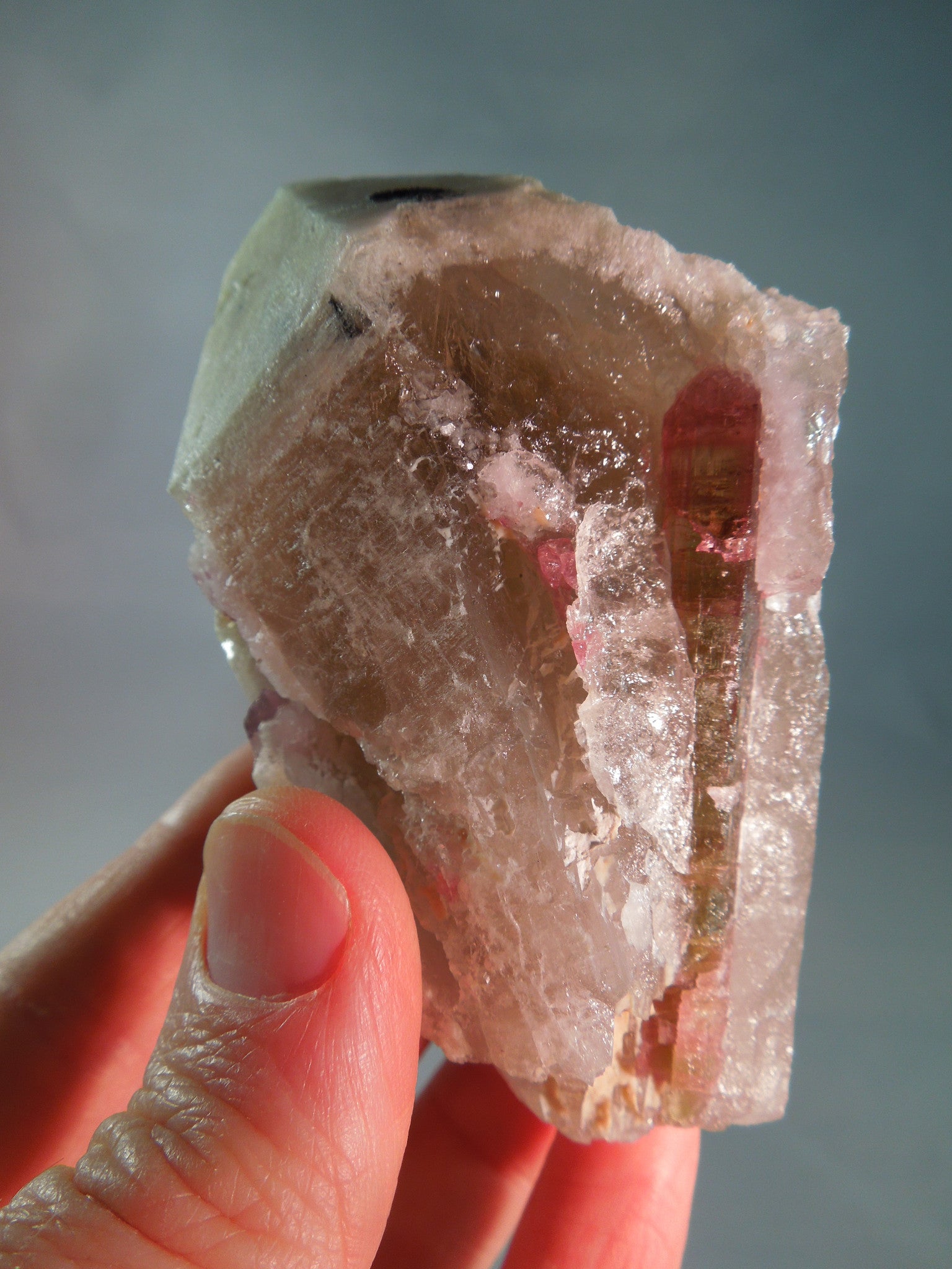 Quartz w/ Pink & Green Tourmaline
