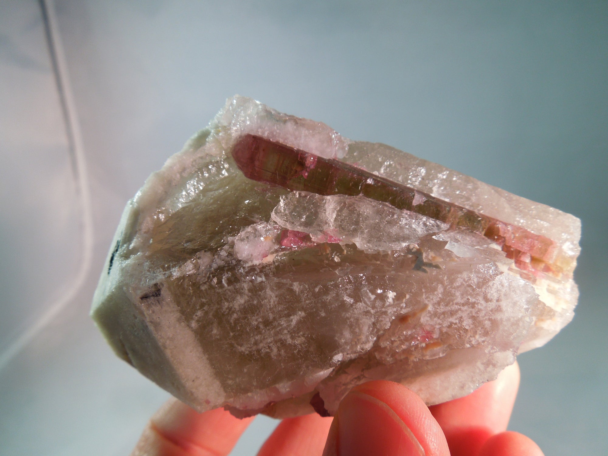 Quartz w/ Pink & Green Tourmaline