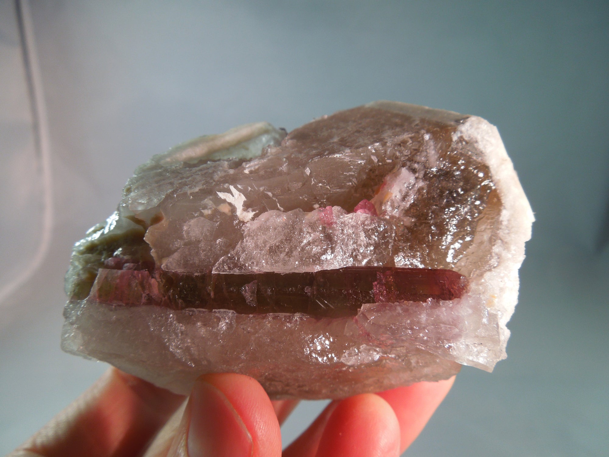 Quartz w/ Pink & Green Tourmaline