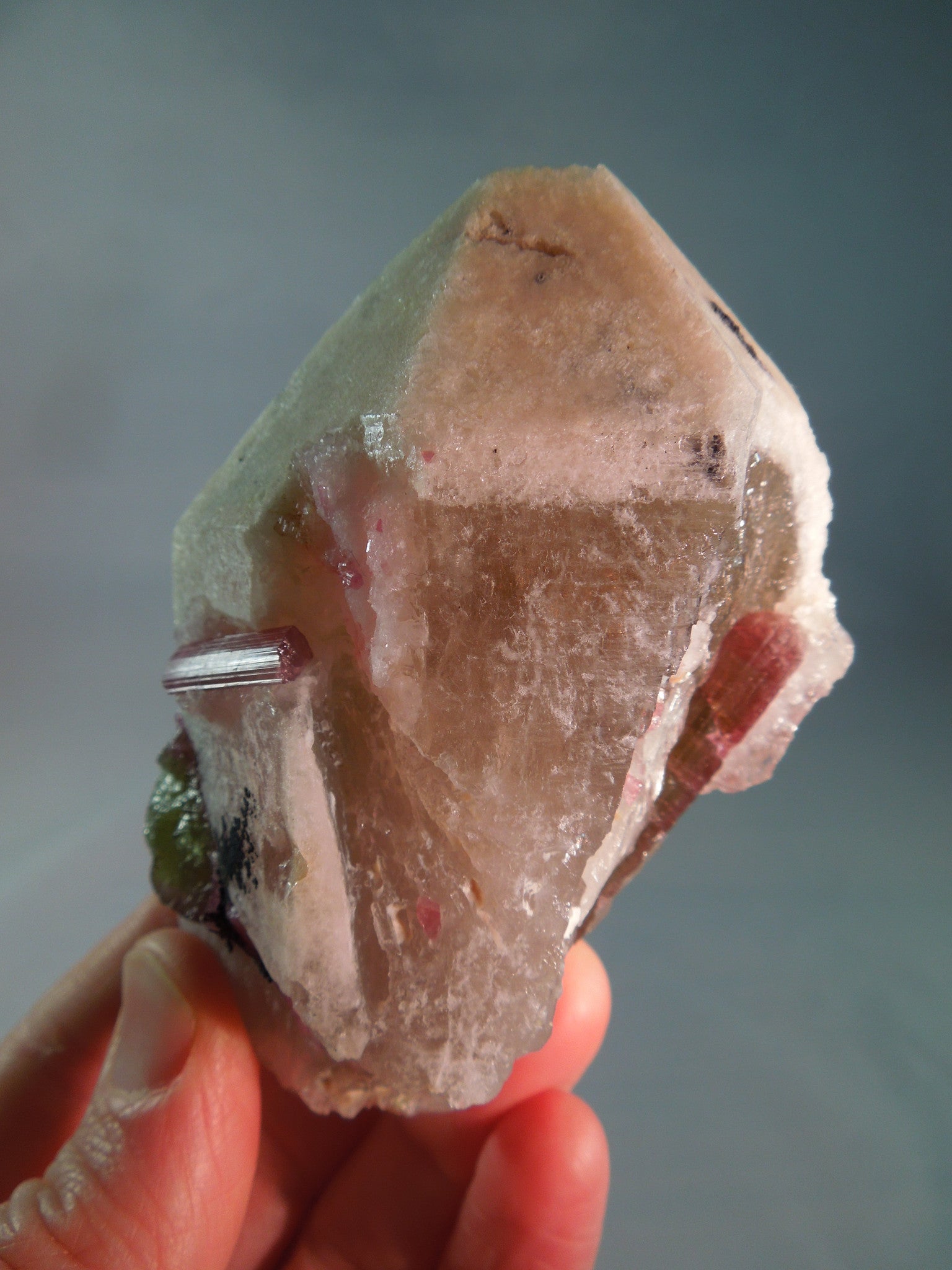 Quartz w/ Pink & Green Tourmaline