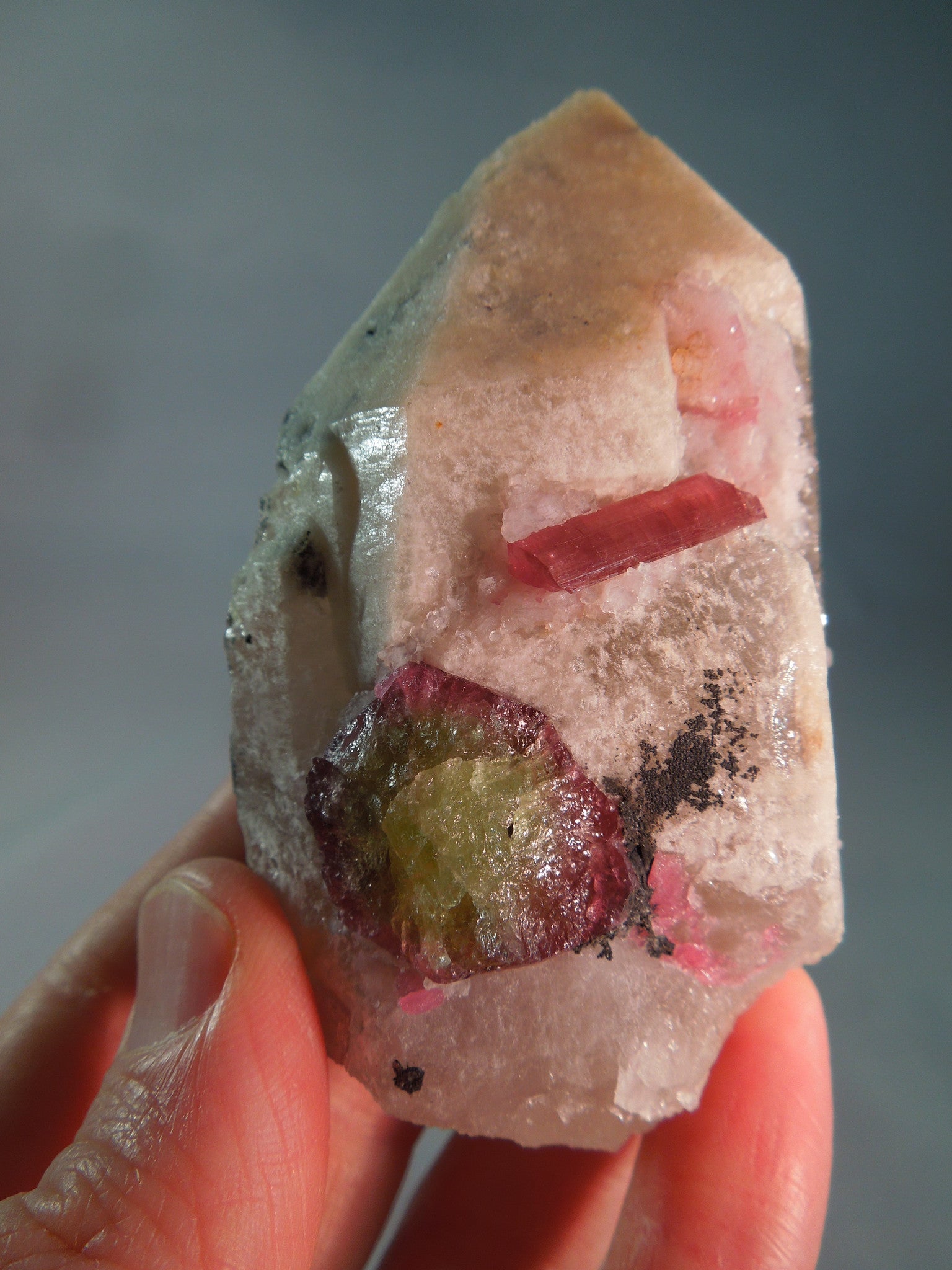 Quartz w/ Pink & Green Tourmaline