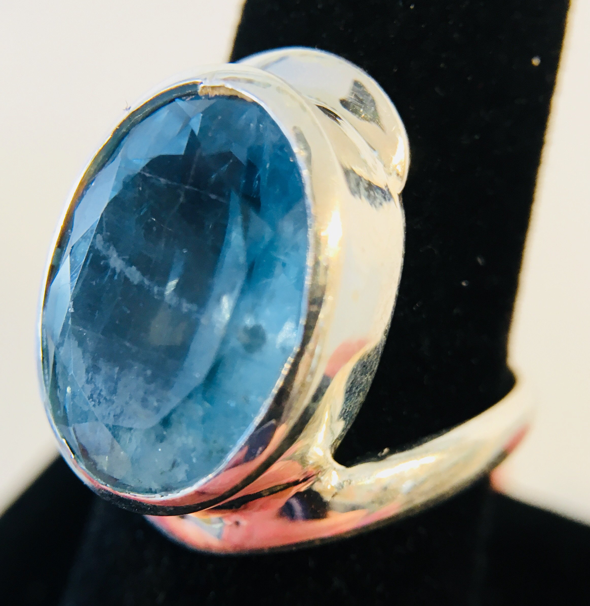 Aquamarine Faceted Ring