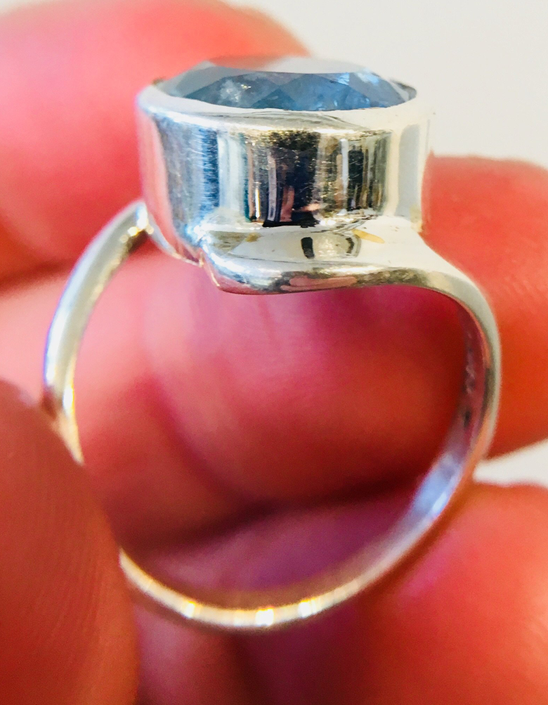 Aquamarine Faceted Ring