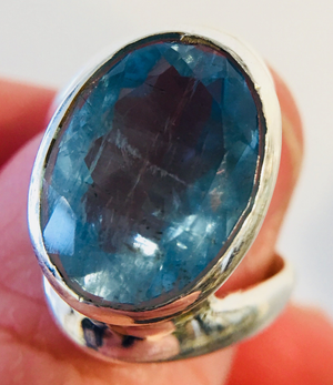 Aquamarine Faceted Ring