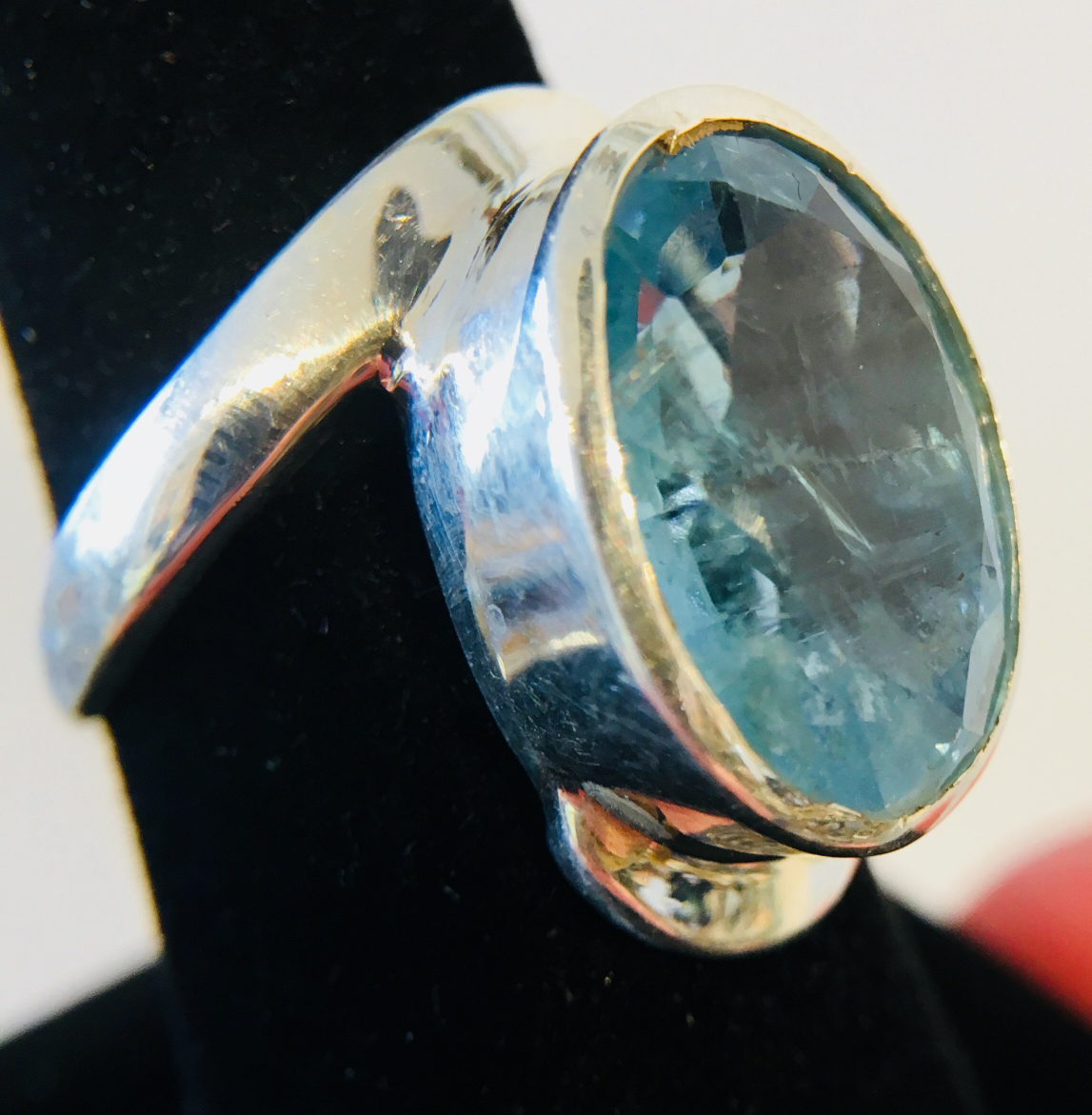 Aquamarine Faceted Ring