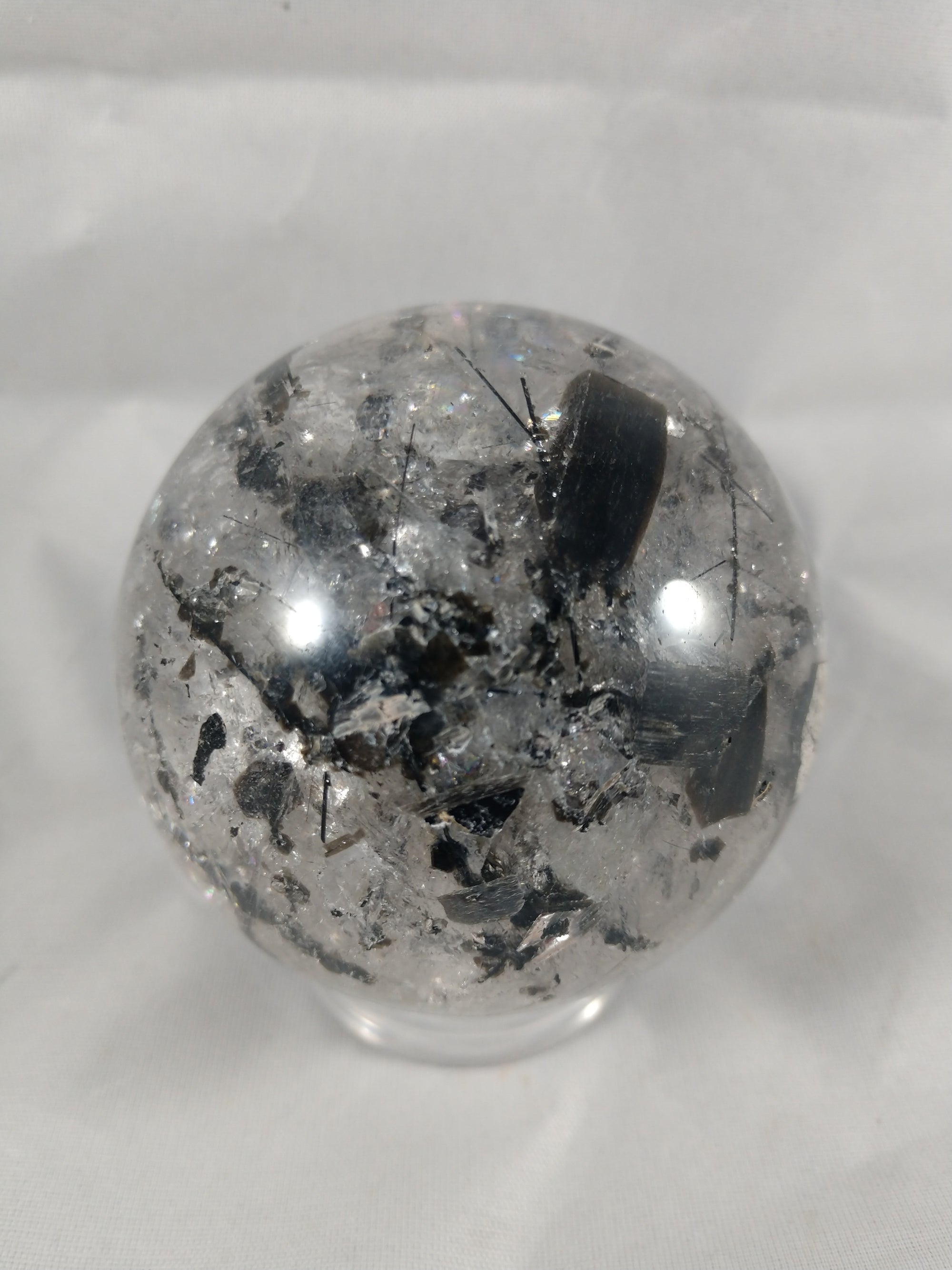 Tourmalinated Quartz Sphere w/ Mica