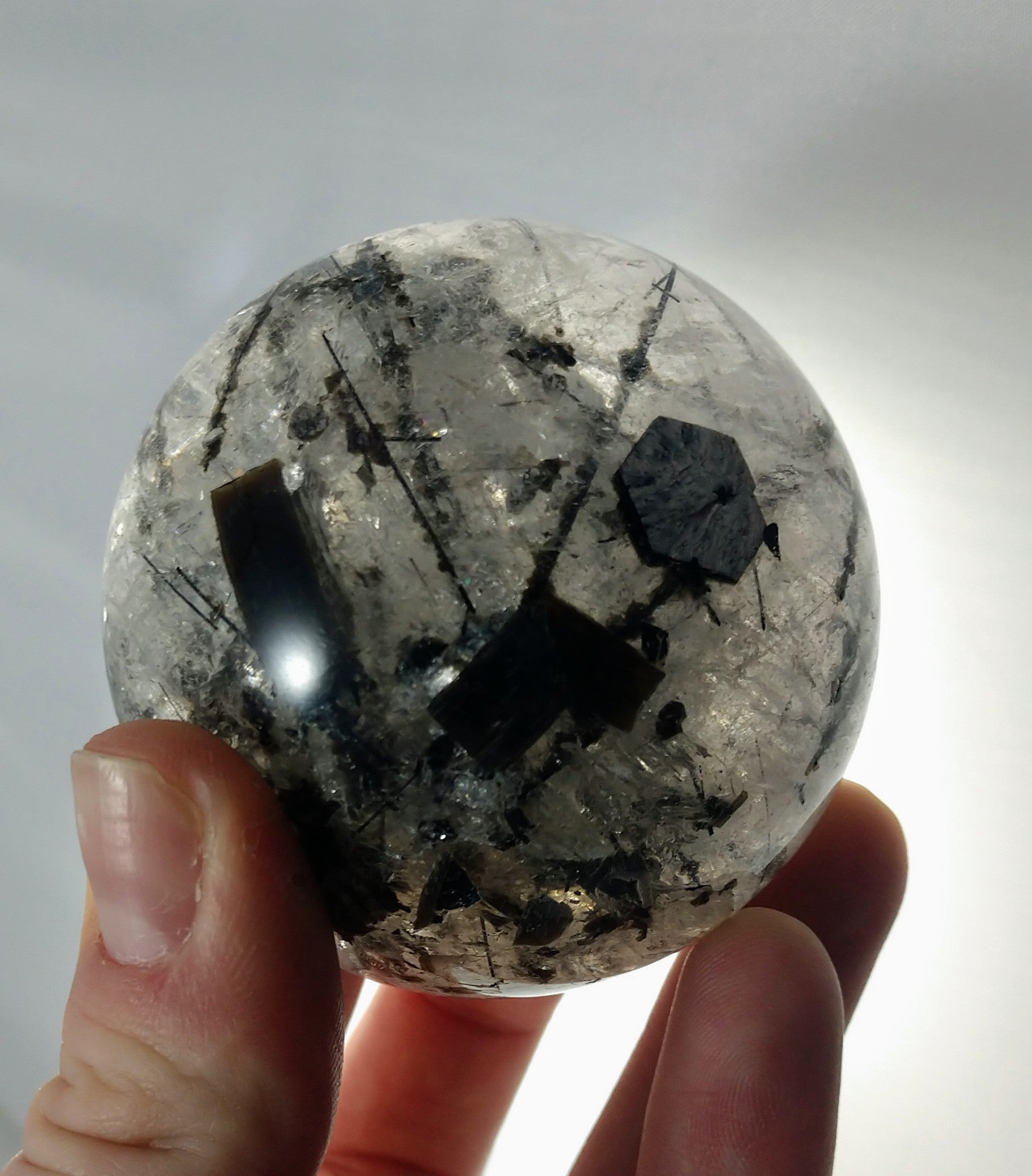 Tourmalinated Quartz Sphere w/ Mica