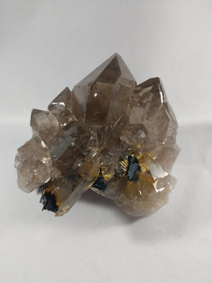 Smoky Quartz Cluster with Rutile and Hematite