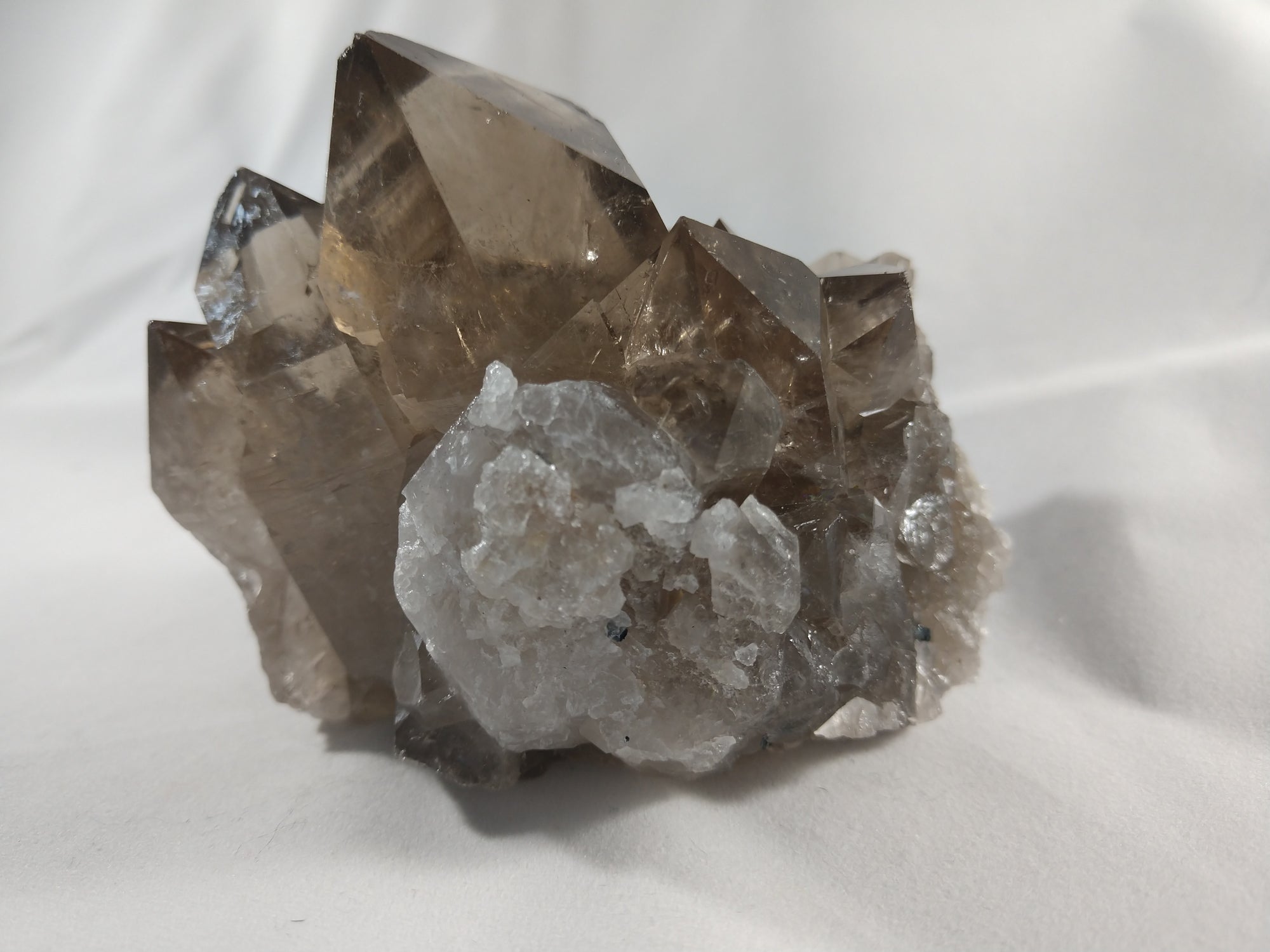 Smoky Quartz Cluster with Rutile and Hematite