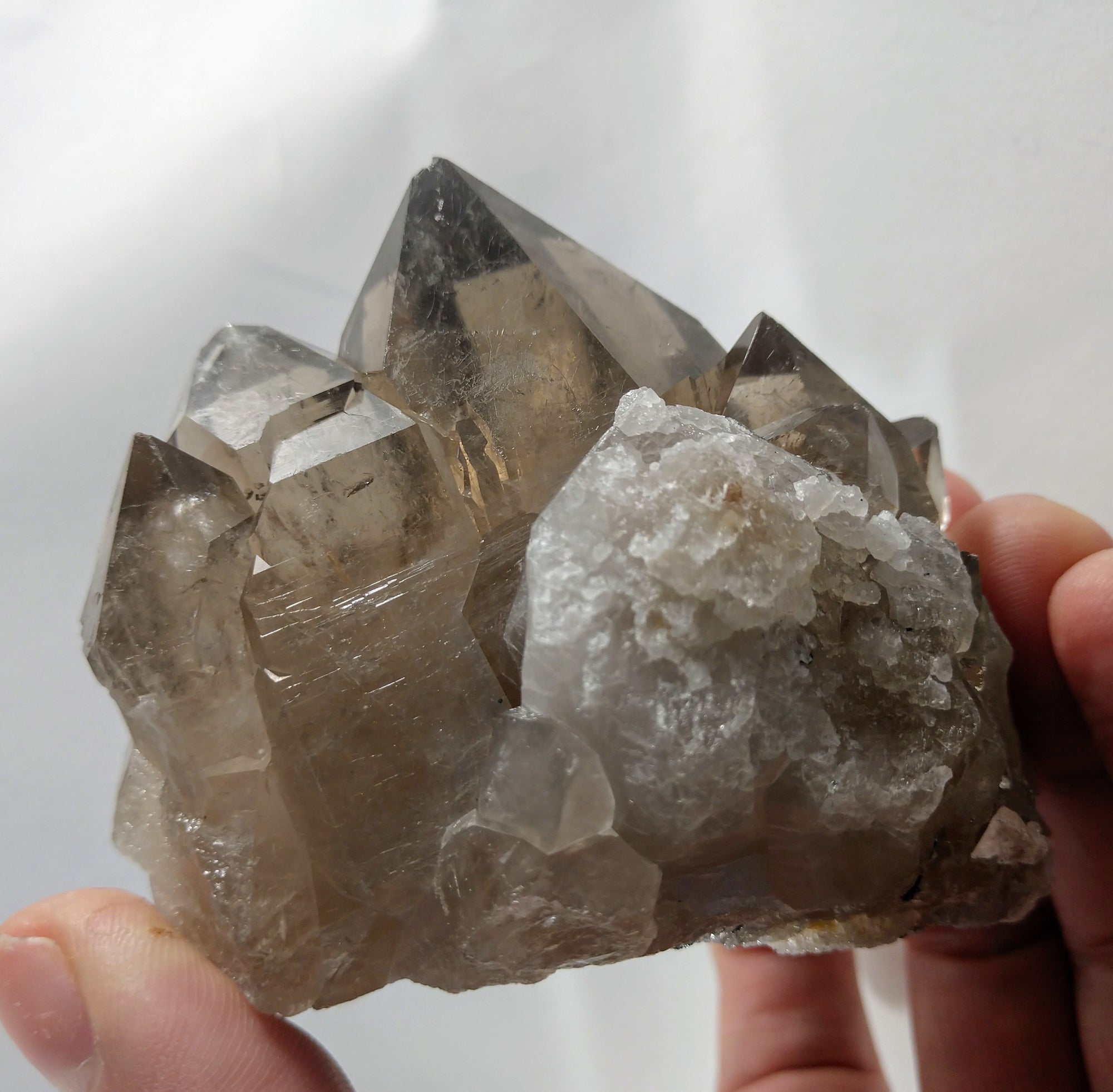Smoky Quartz Cluster with Rutile and Hematite