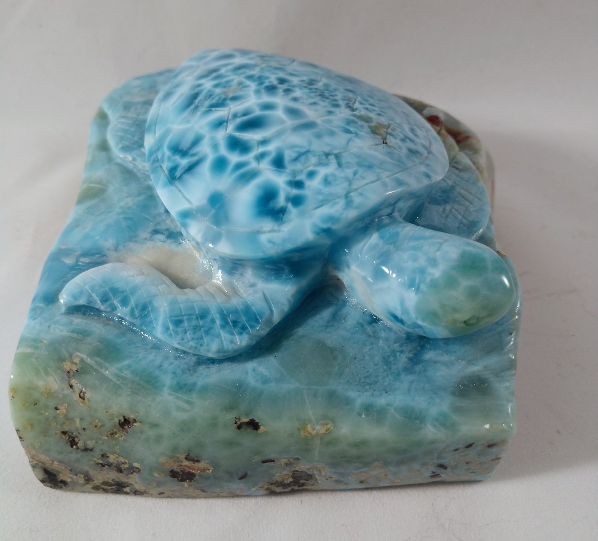 Larimar Turtle Carving
