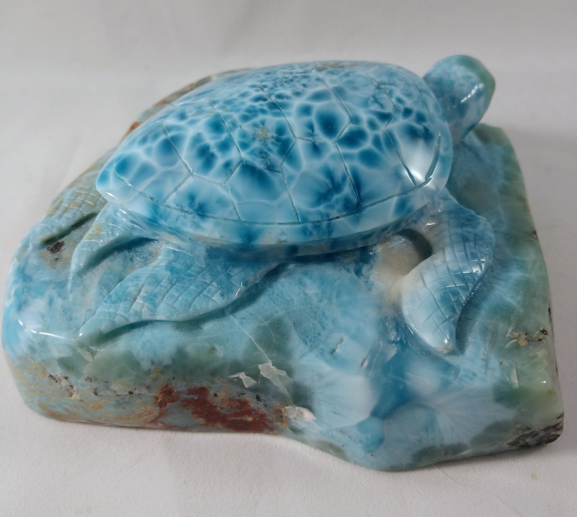Larimar Turtle Carving