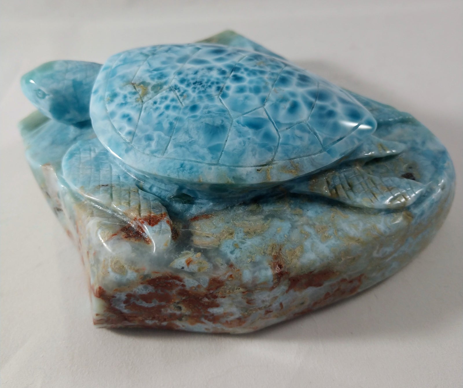 Larimar Turtle Carving