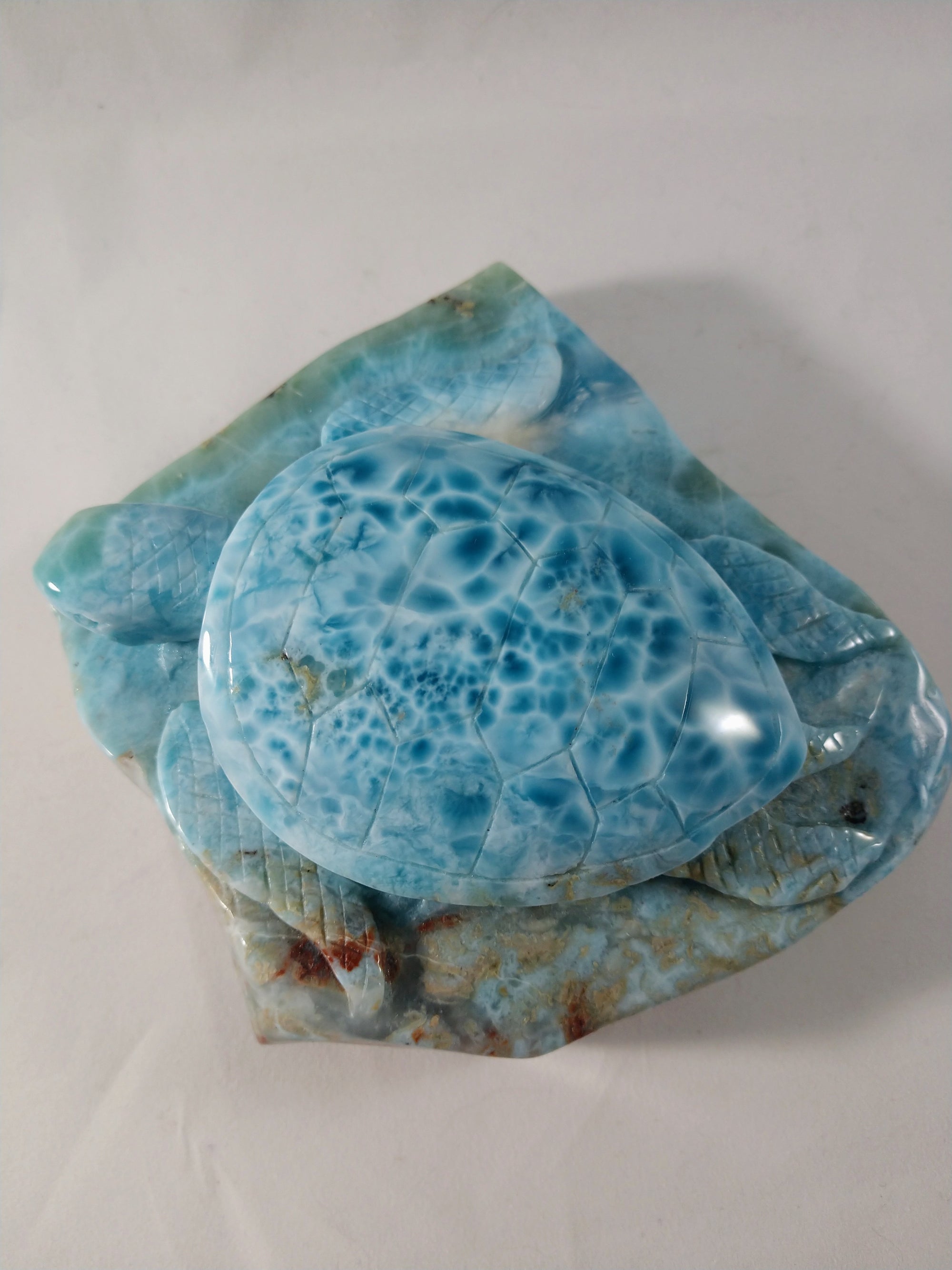 Larimar Turtle Carving