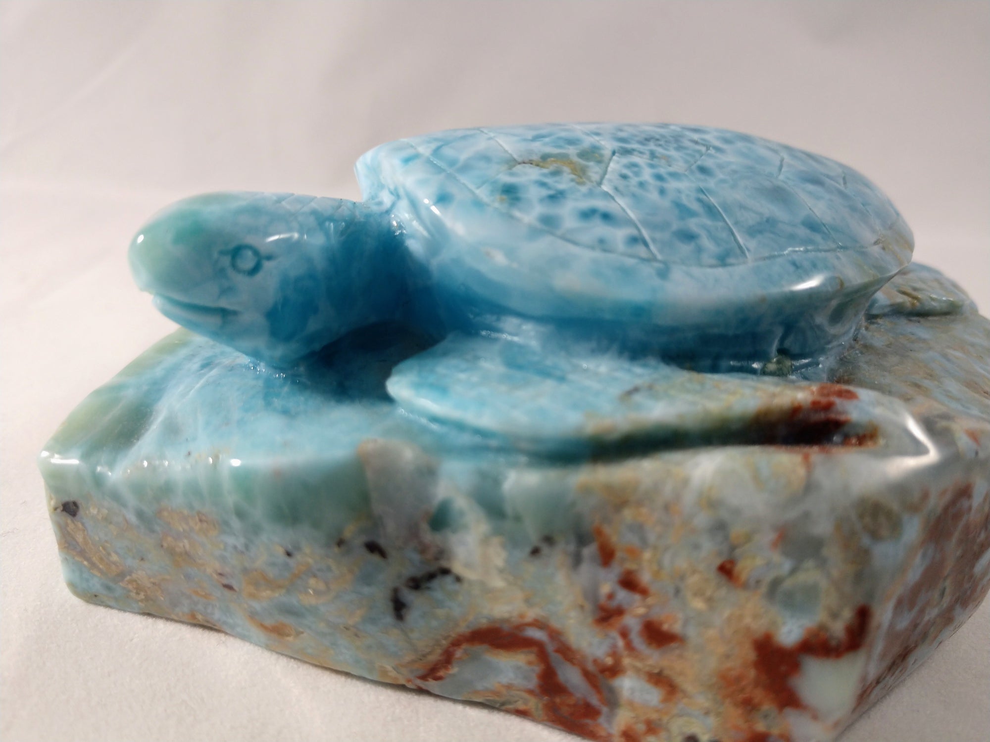 Larimar Turtle Carving