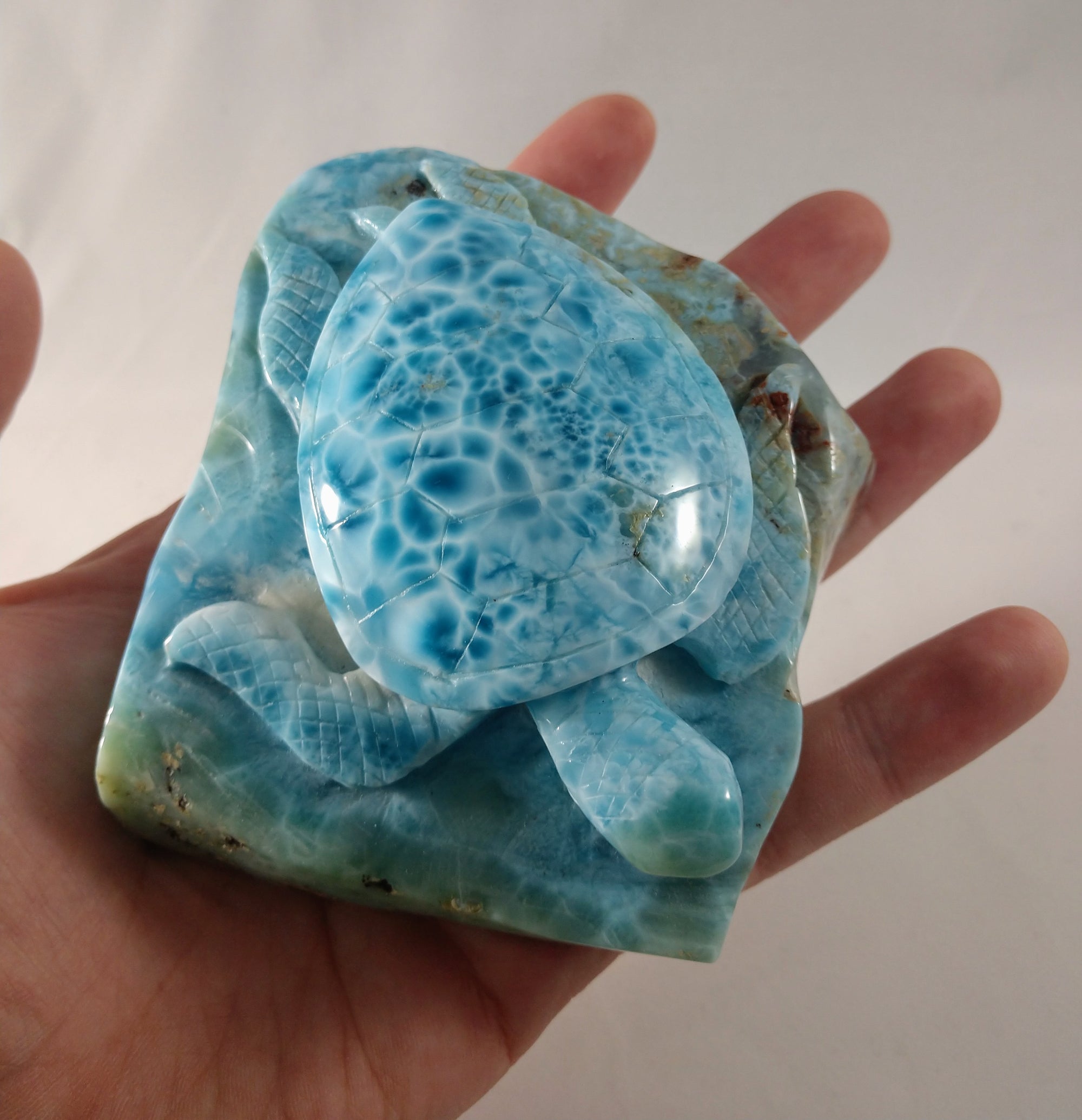 Larimar Turtle Carving