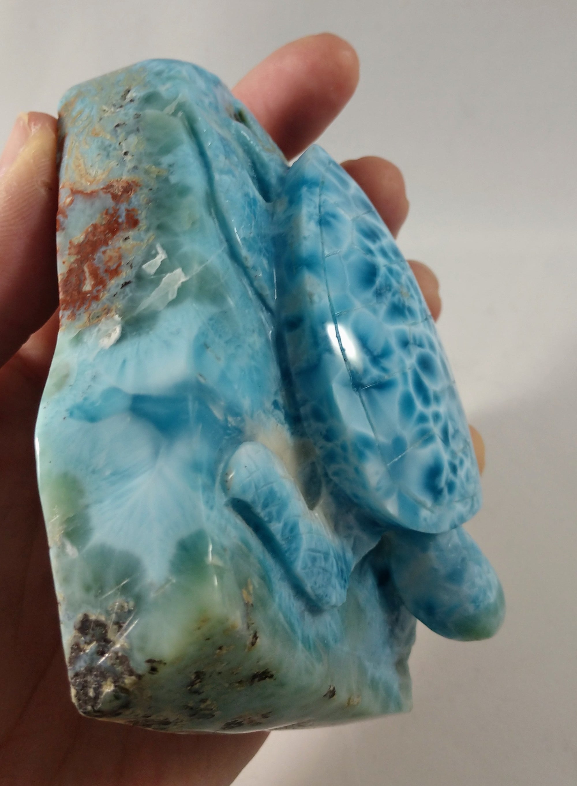Larimar Turtle Carving