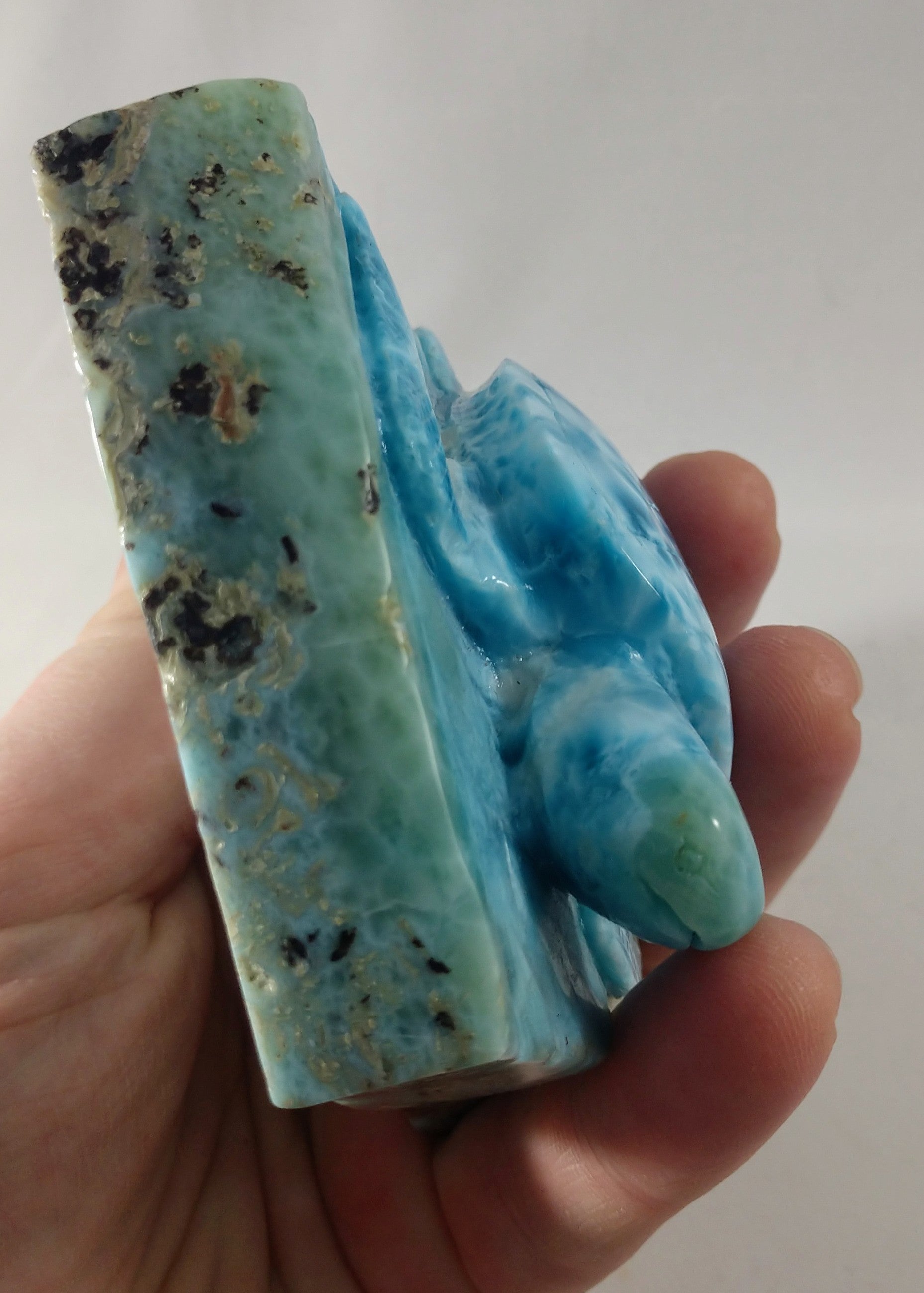 Larimar Turtle Carving