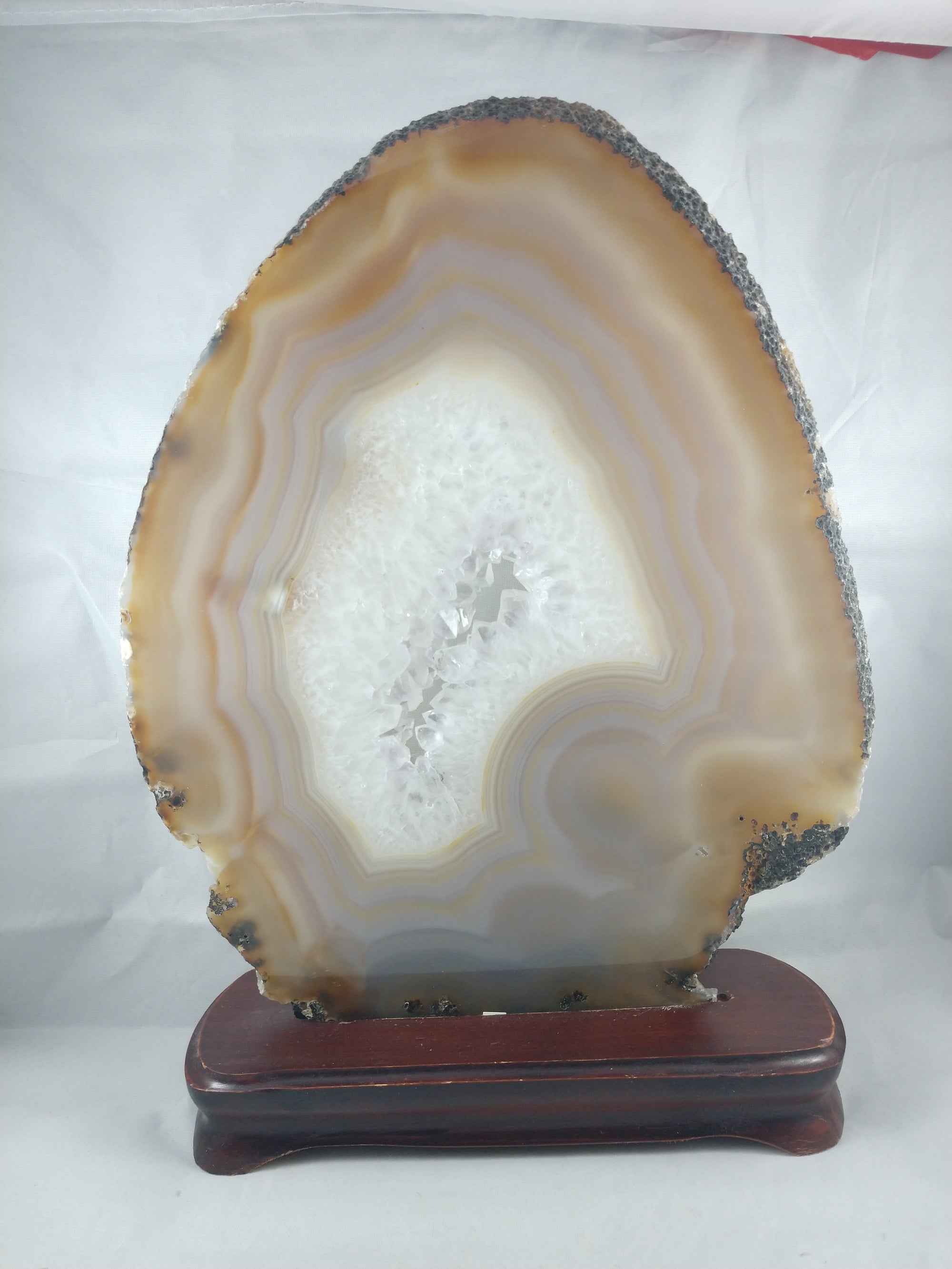 Agate Slice on Custom Wood Stand, Brasil