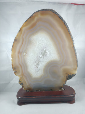 Agate Slice on Custom Wood Stand, Brasil