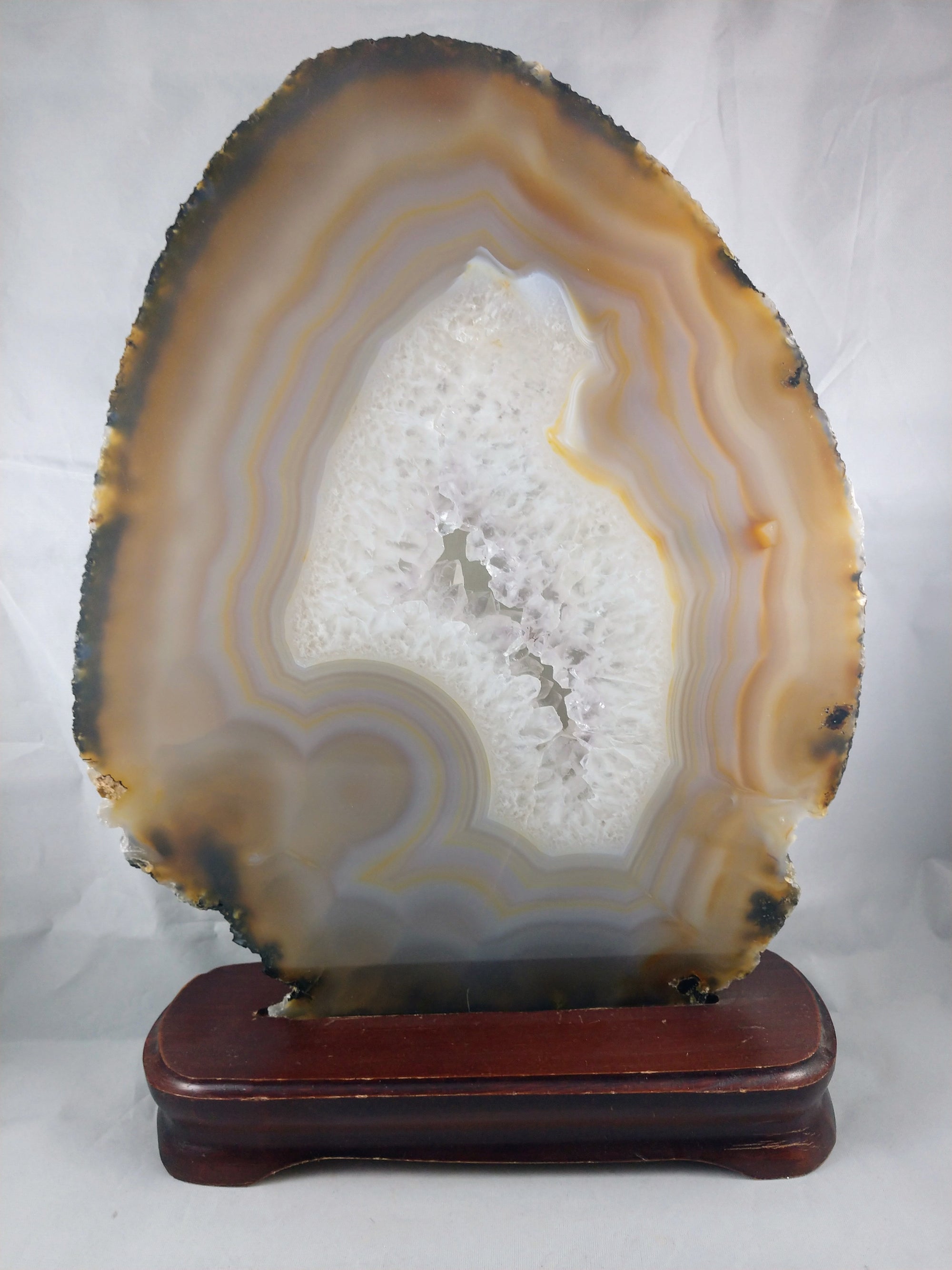 Agate Slice on Custom Wood Stand, Brasil