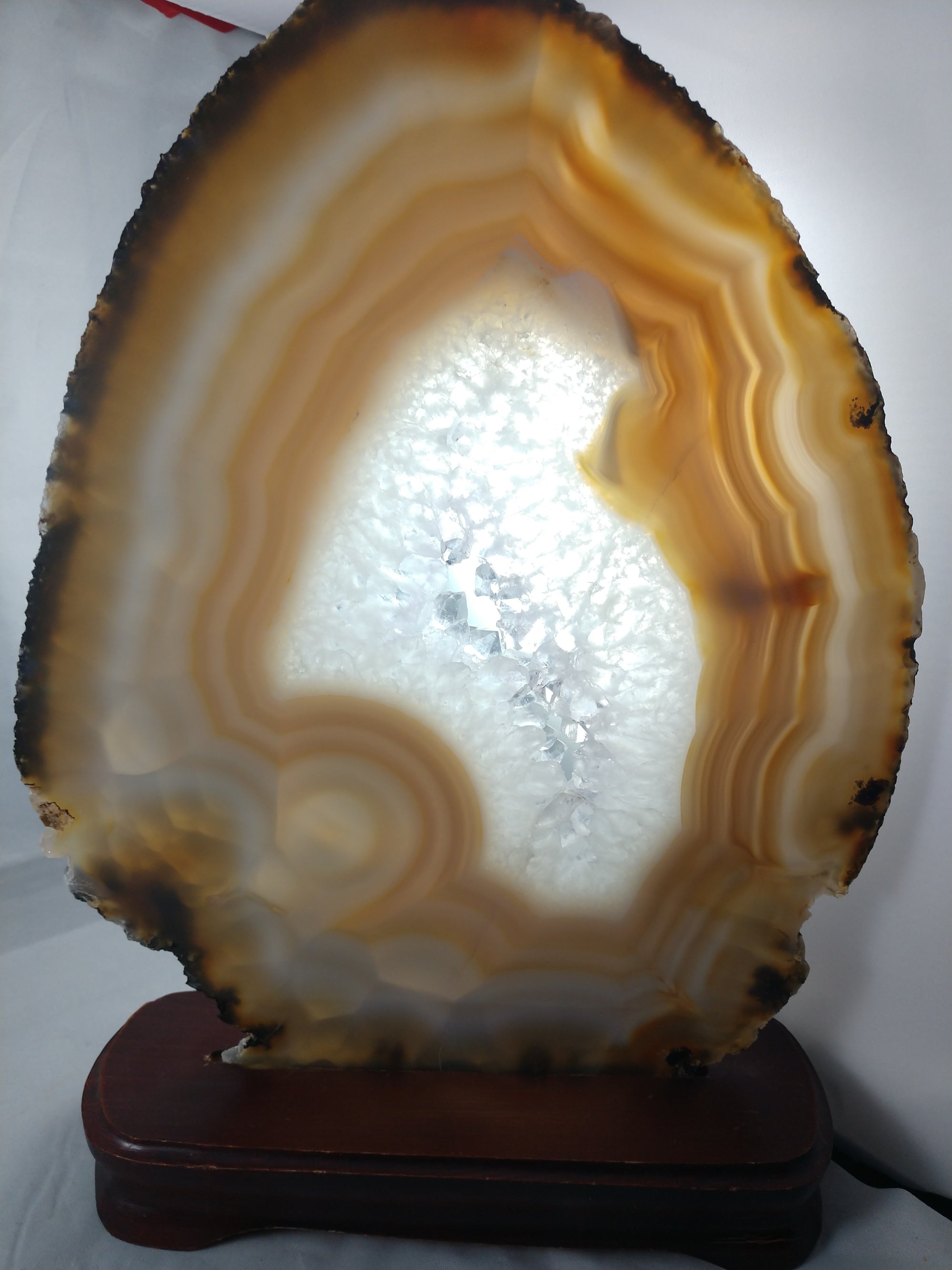 Agate Slice on Custom Wood Stand, Brasil
