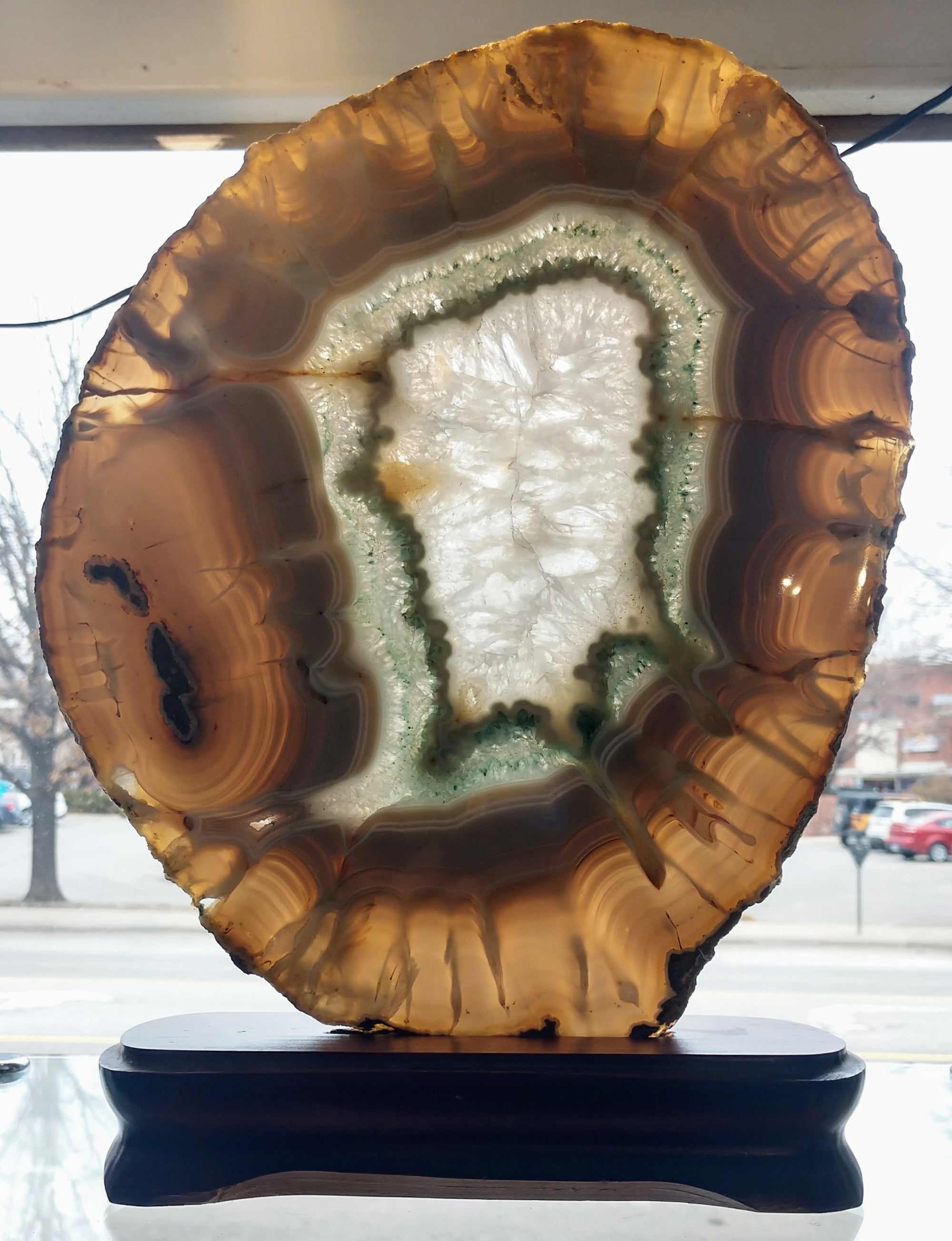 Agate Slice on Custom Wood Stand, Brasil