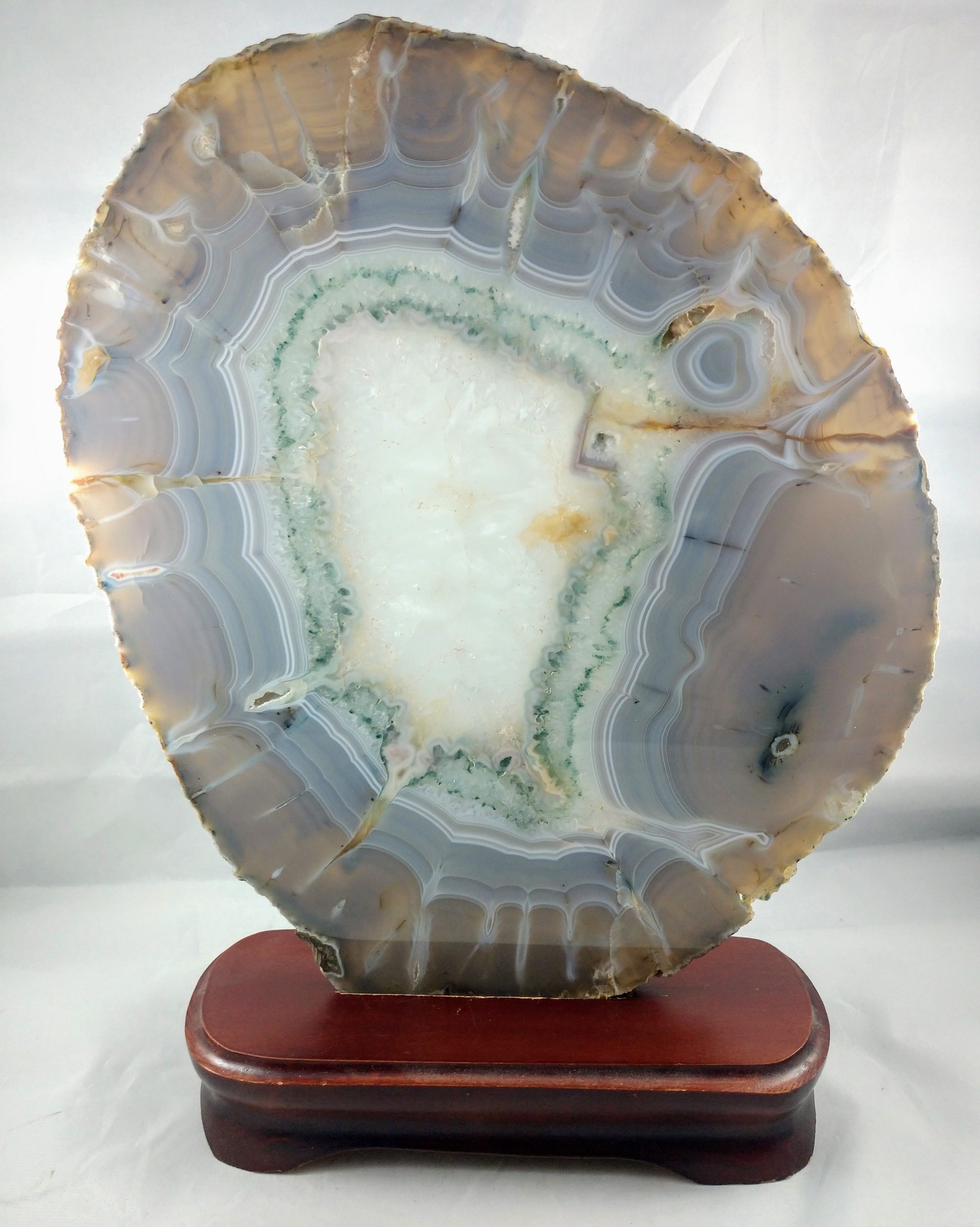 Agate Slice on Custom Wood Stand, Brasil