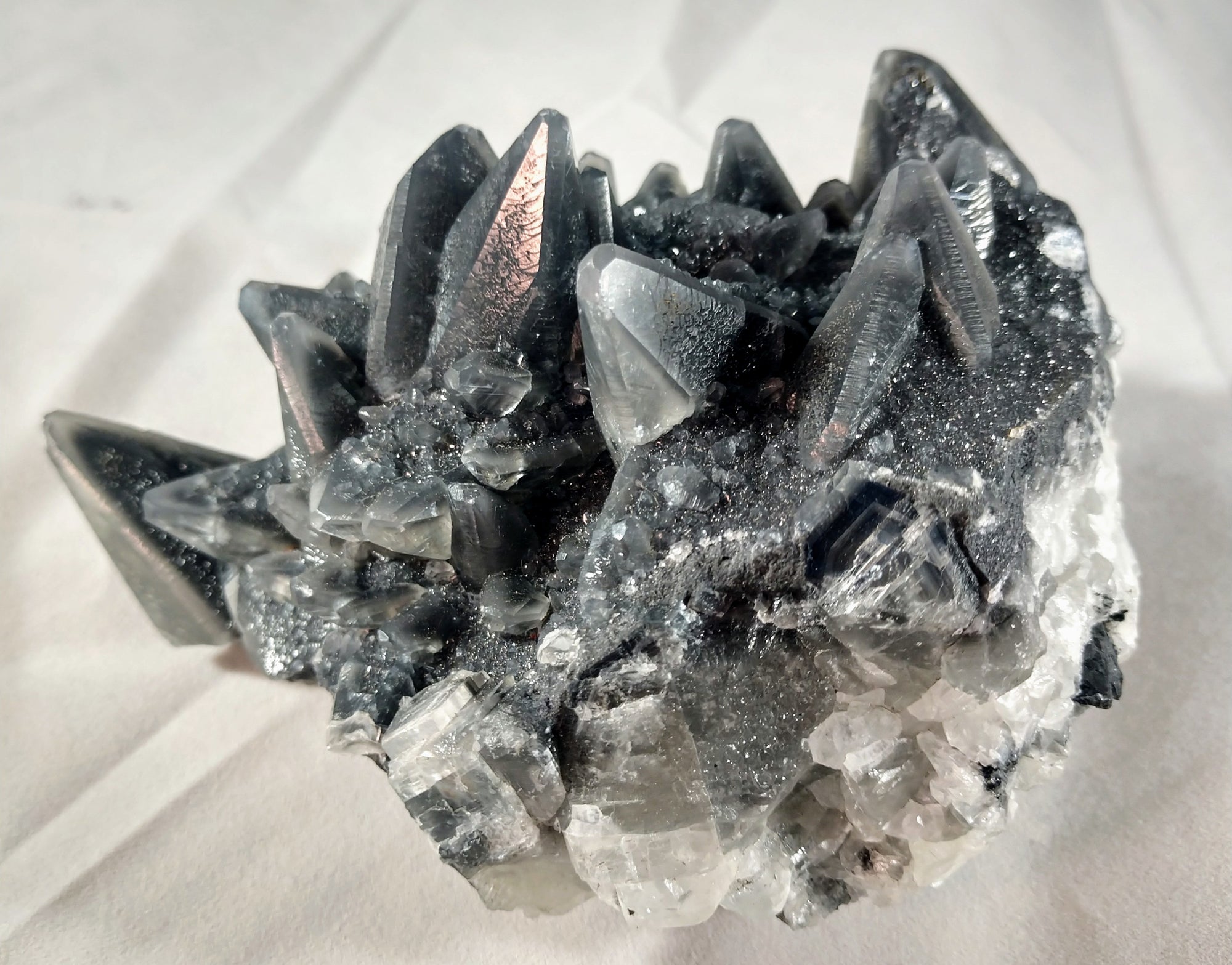 Dogtooth Calcite w/ Marcasite Phantoms