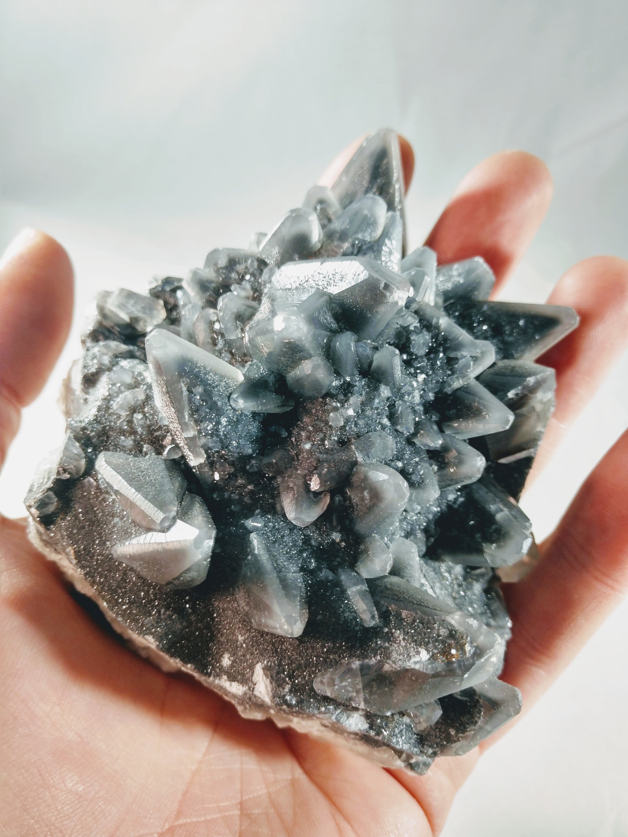 Dogtooth Calcite w/ Marcasite Phantoms