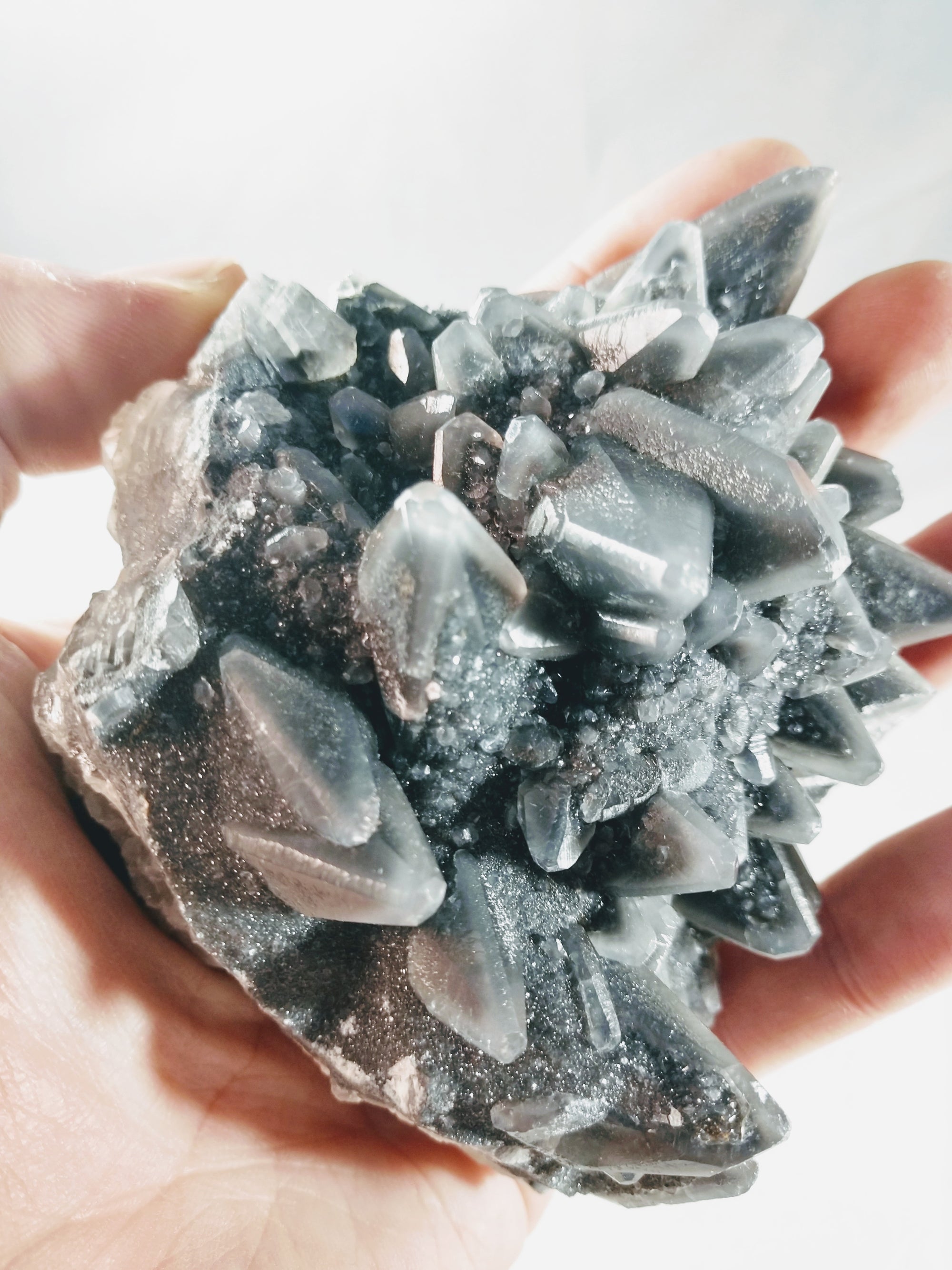 Dogtooth Calcite w/ Marcasite Phantoms