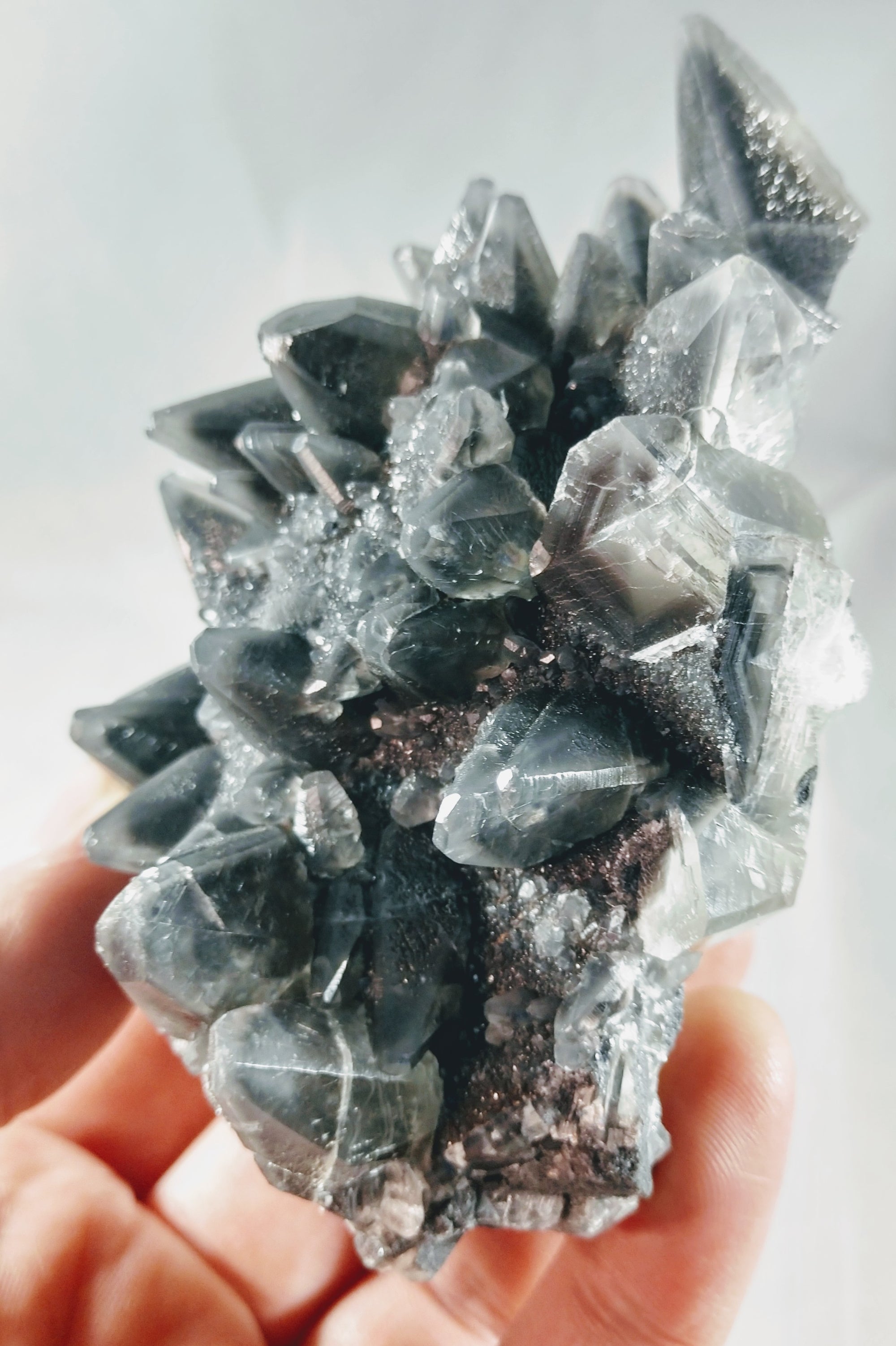 Dogtooth Calcite w/ Marcasite Phantoms