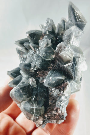 Dogtooth Calcite w/ Marcasite Phantoms