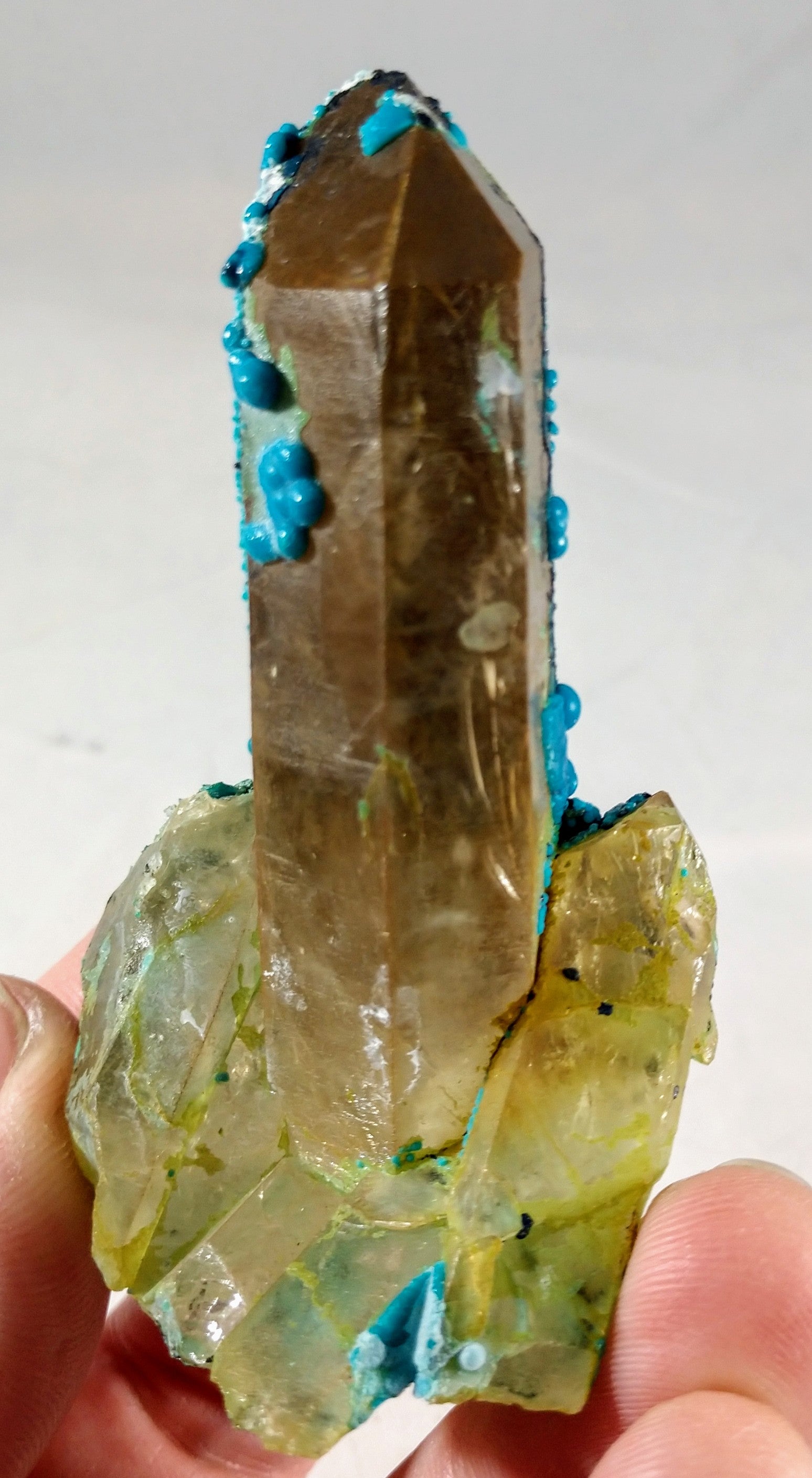 Chrysocolla over Quartz from Peru