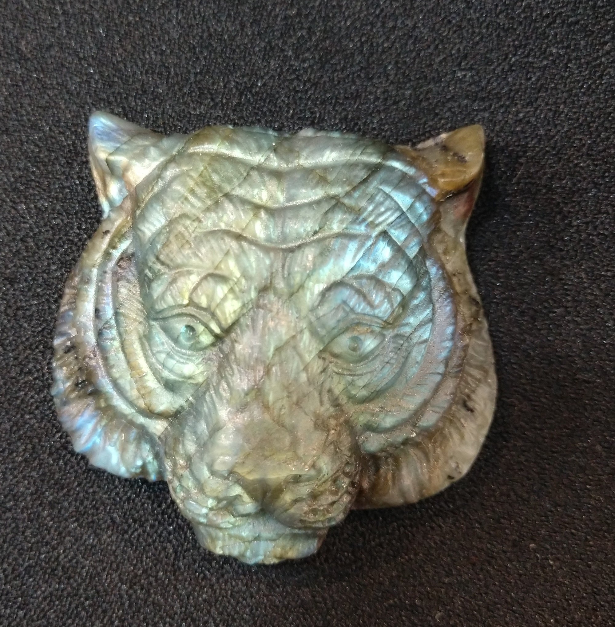 Labradorite Tiger Carving
