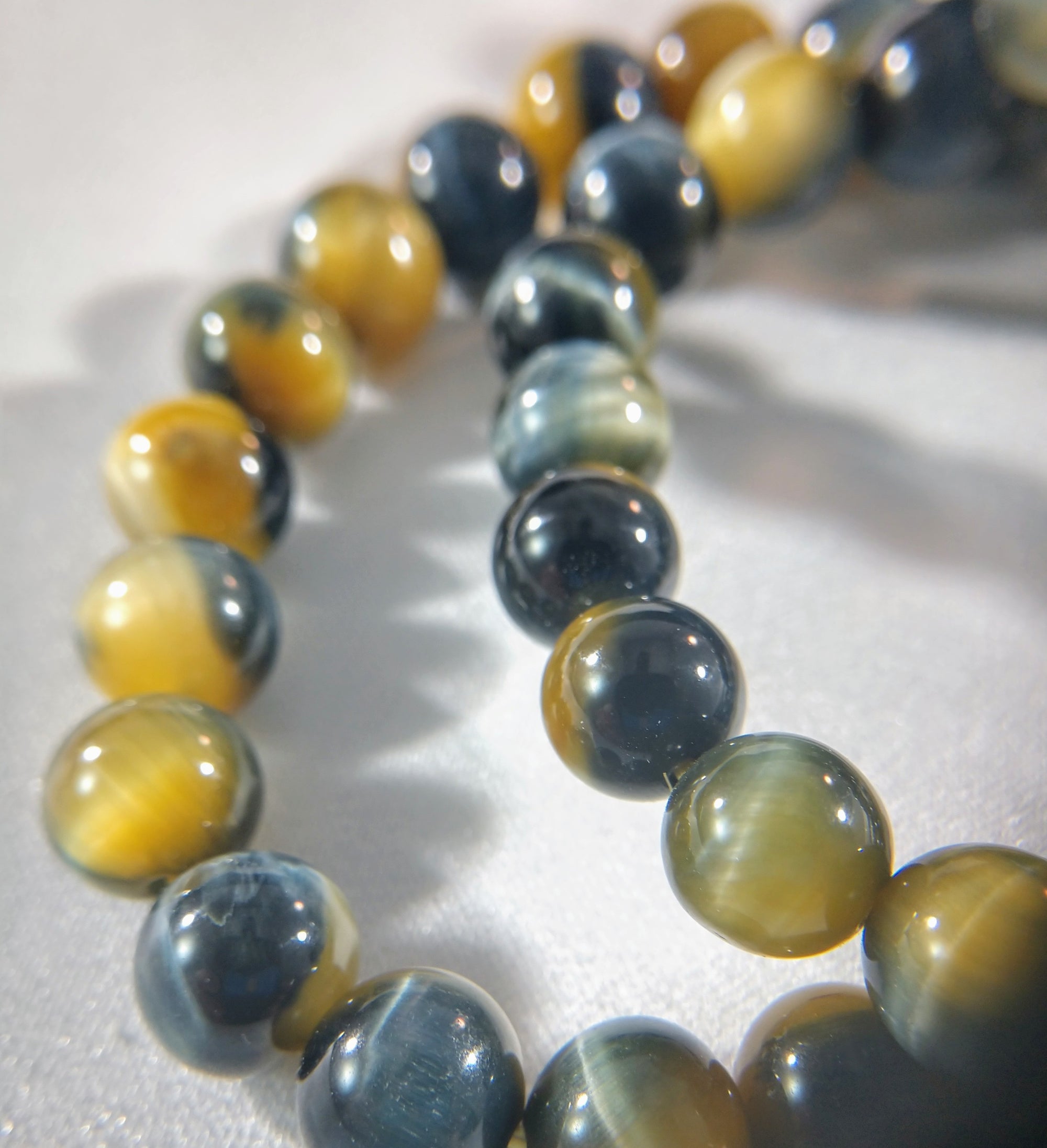 Blue and Yellow Tigers Eye Bead Bracelet