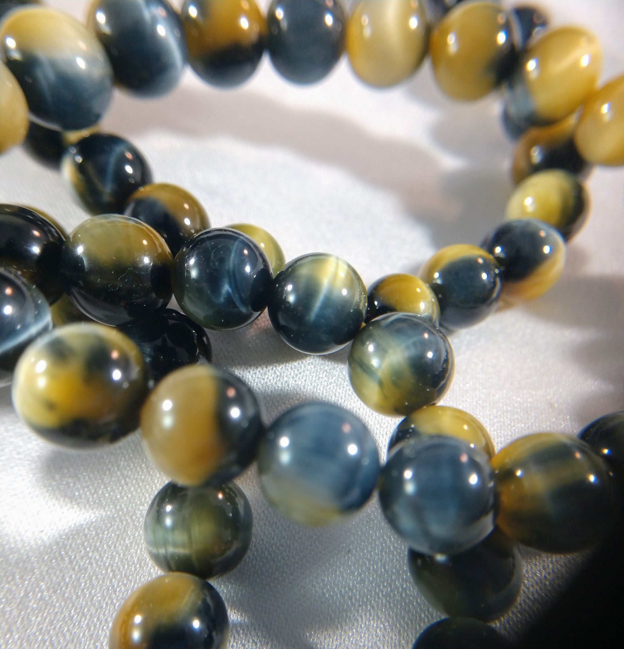 Blue and Yellow Tigers Eye Bead Bracelet