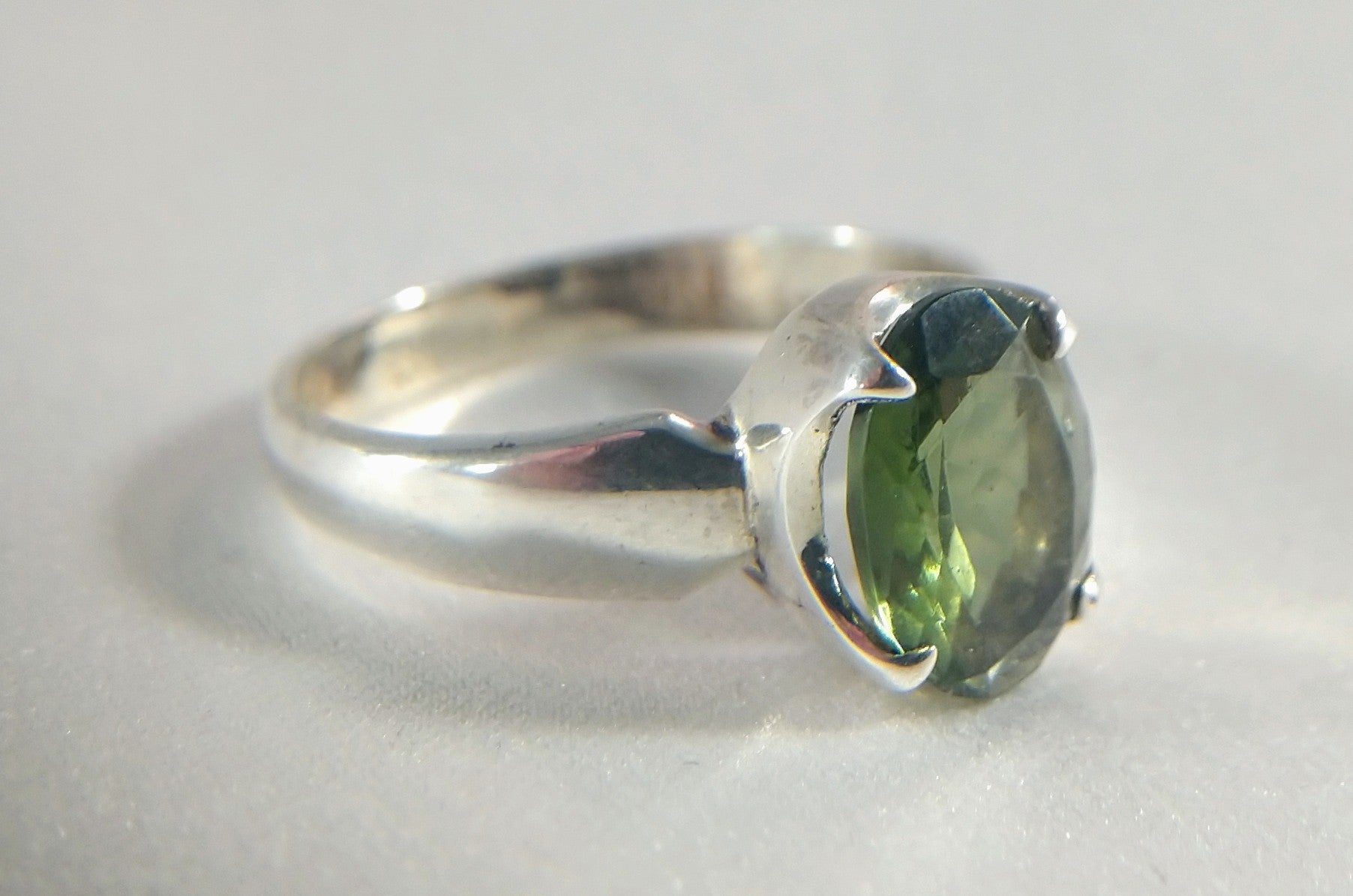 Faceted Moldavite Ring