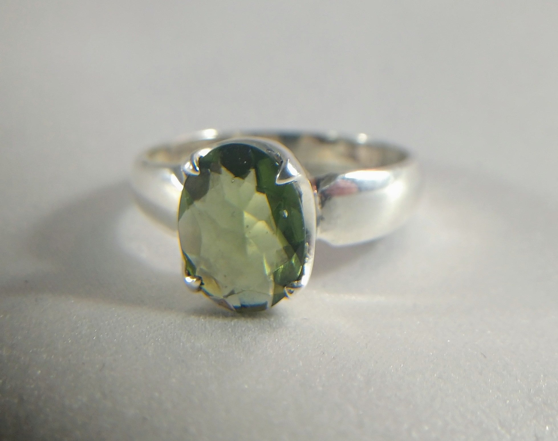 Faceted Moldavite Ring