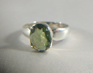 Faceted Moldavite Ring