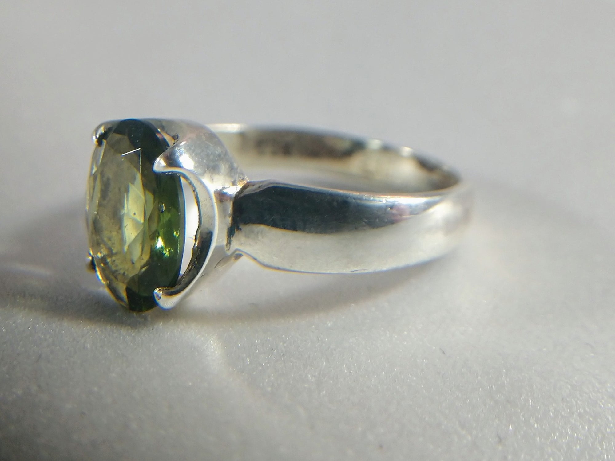 Faceted Moldavite Ring
