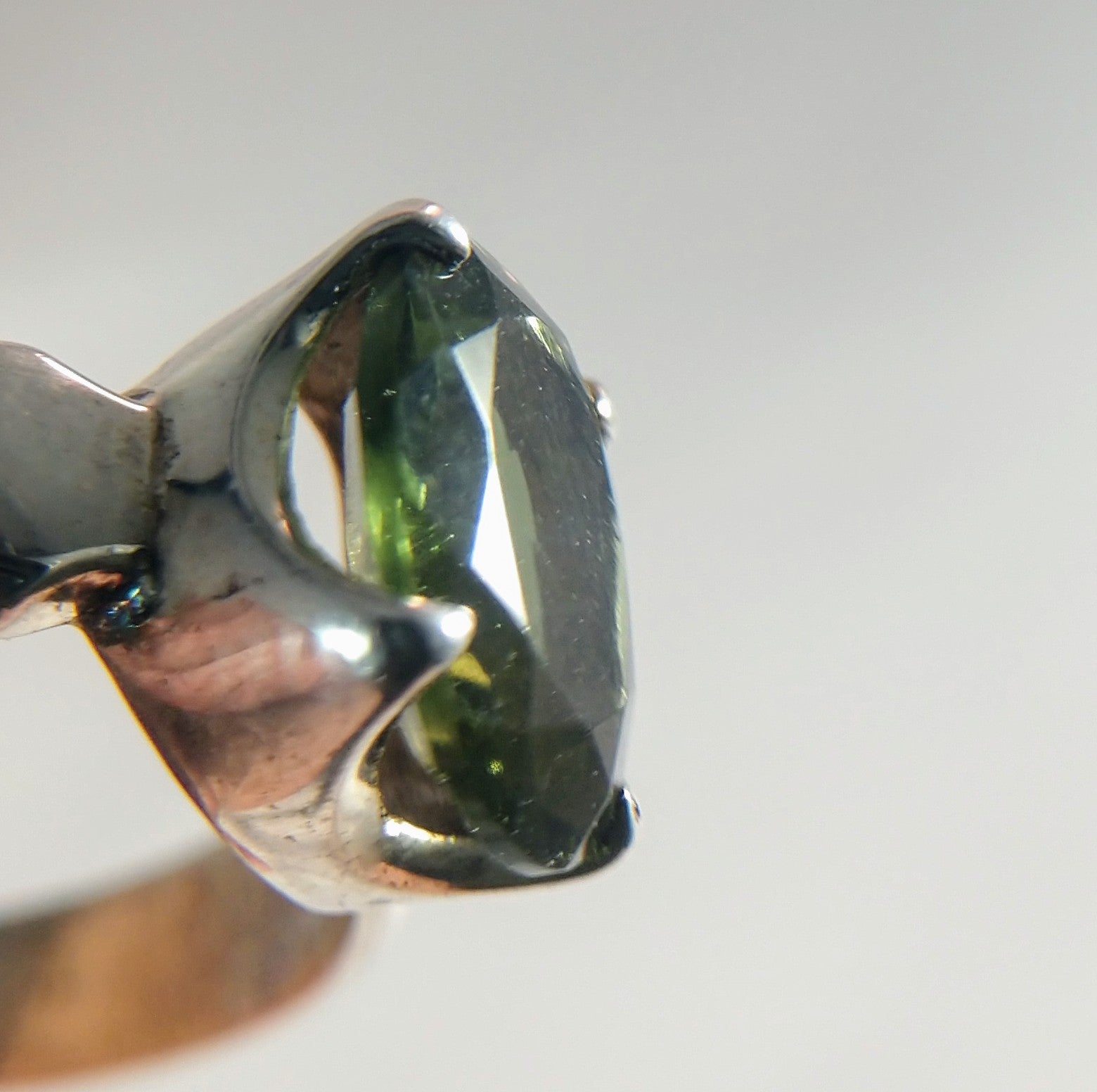 Faceted Moldavite Ring