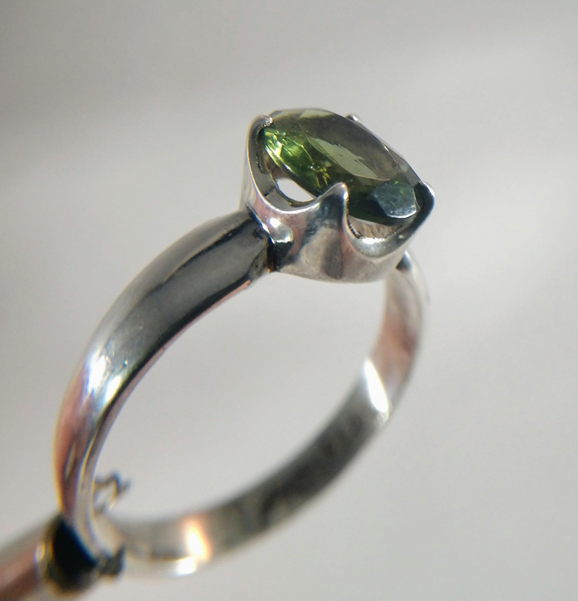 Faceted Moldavite Ring