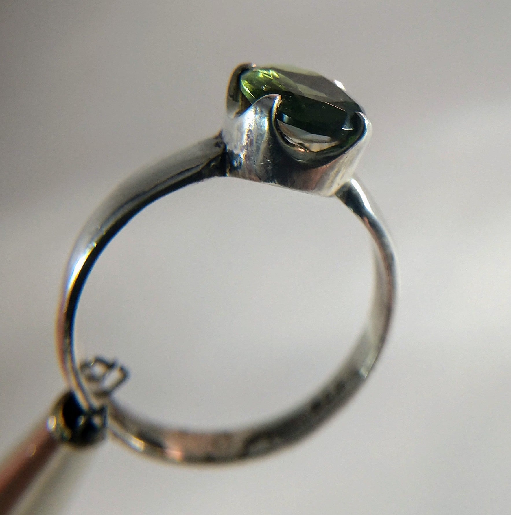 Faceted Moldavite Ring