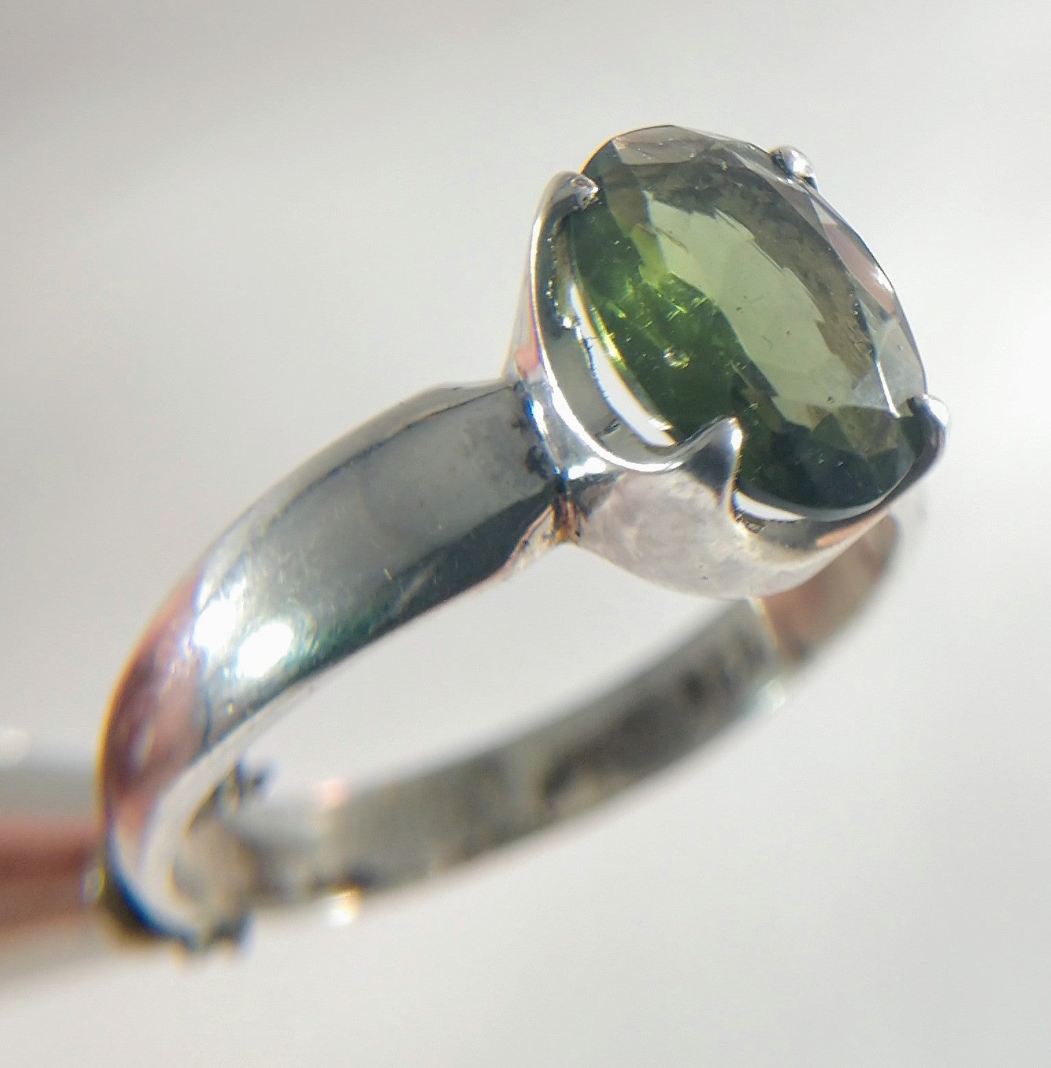 Faceted Moldavite Ring