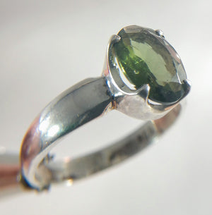 Faceted Moldavite Ring