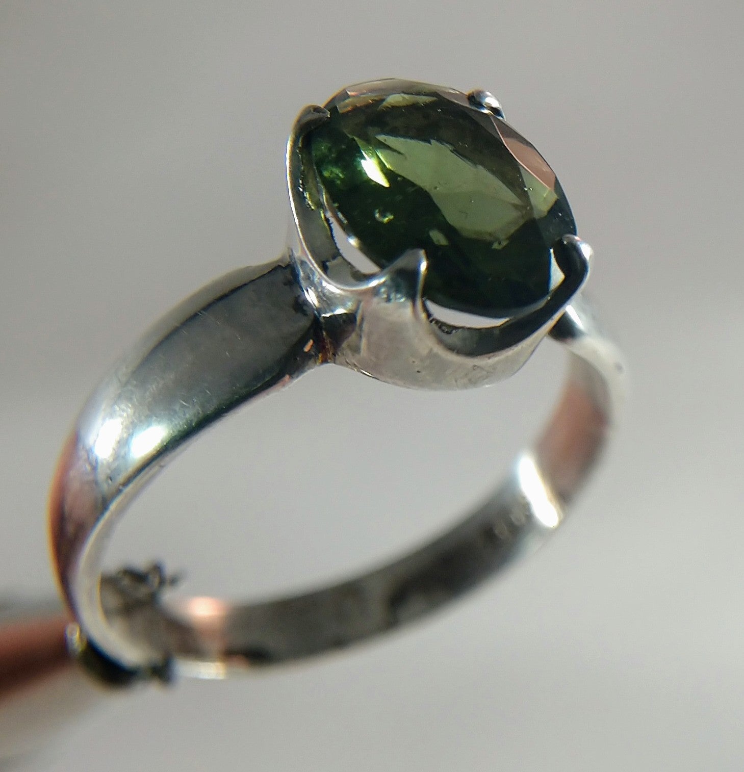Faceted Moldavite Ring