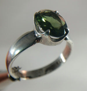 Faceted Moldavite Ring